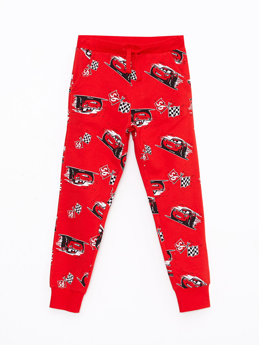 Kırmızı Beli Lastikli Arabalar Baskılı Erkek Çocuk Jogger Eşofman Altı
