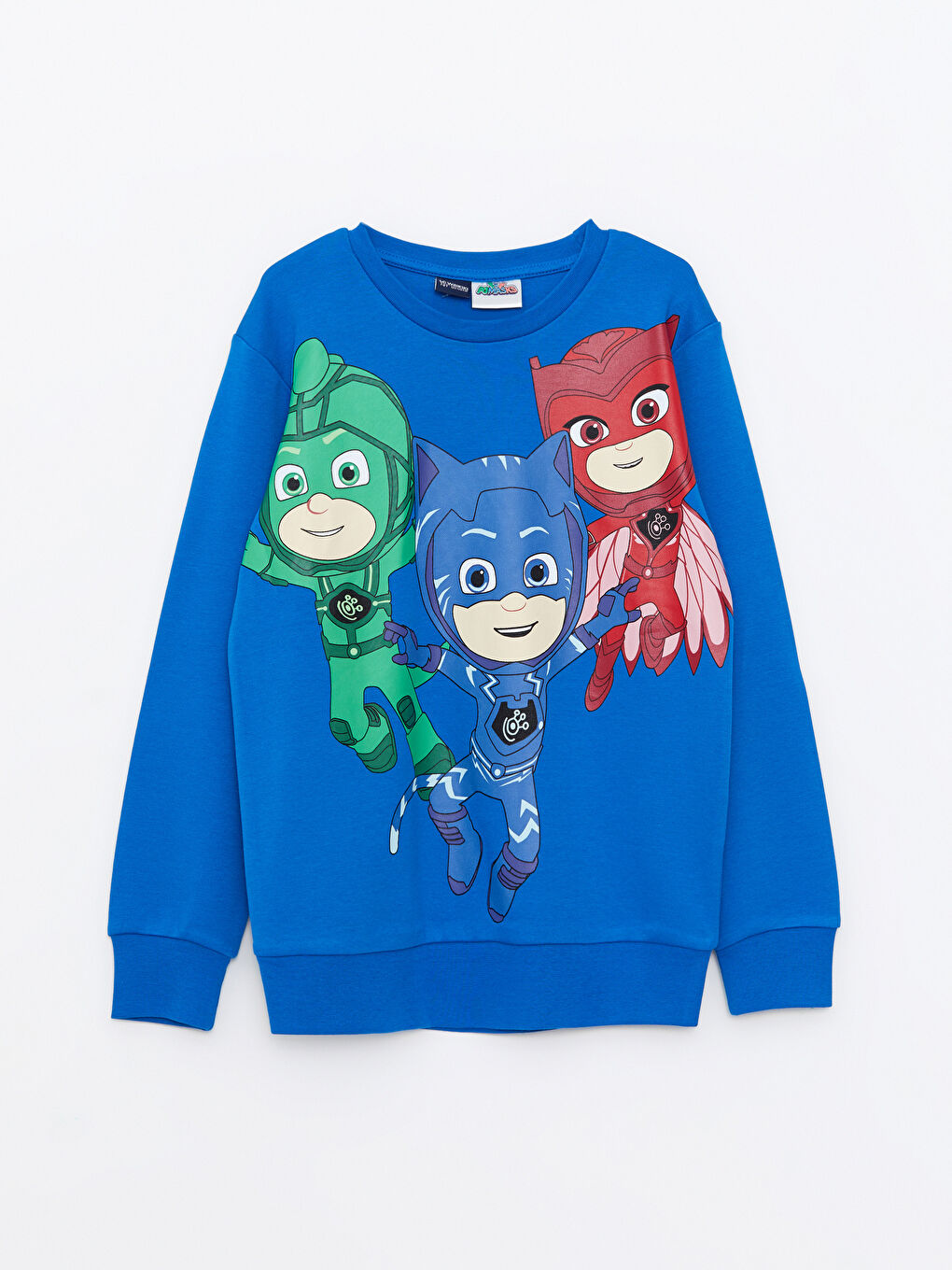 Mavi Bisiklet Yaka Pijamaskeliler Baskılı Uzun Kollu Erkek Çocuk Tişört