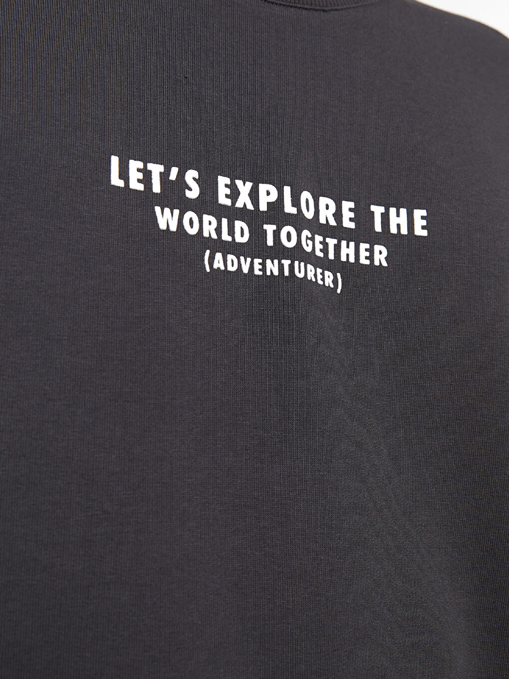 Antrasit Bisiklet Yaka Uzun Kollu Baskılı Erkek Sweatshirt-2