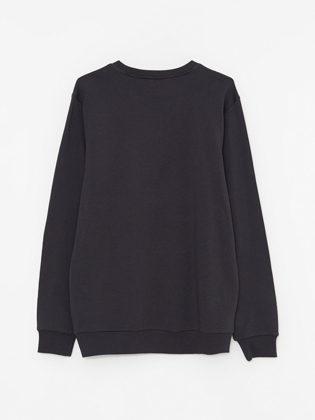 Antrasit Bisiklet Yaka Uzun Kollu Baskılı Erkek Sweatshirt-5