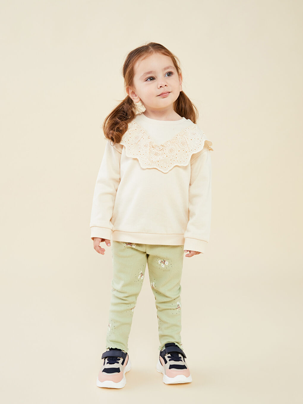 Crew Neck Long Sleeve Baby Girls' Sweatshirt and Tights 2 Pack Set