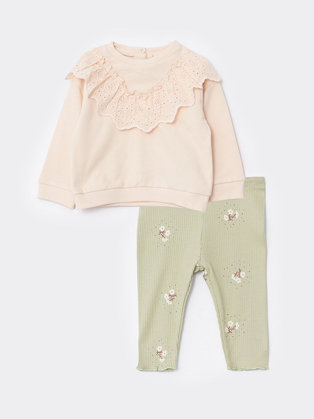 Crew Neck Long Sleeve Baby Girls' Sweatshirt and Tights 2 Pack Set-3