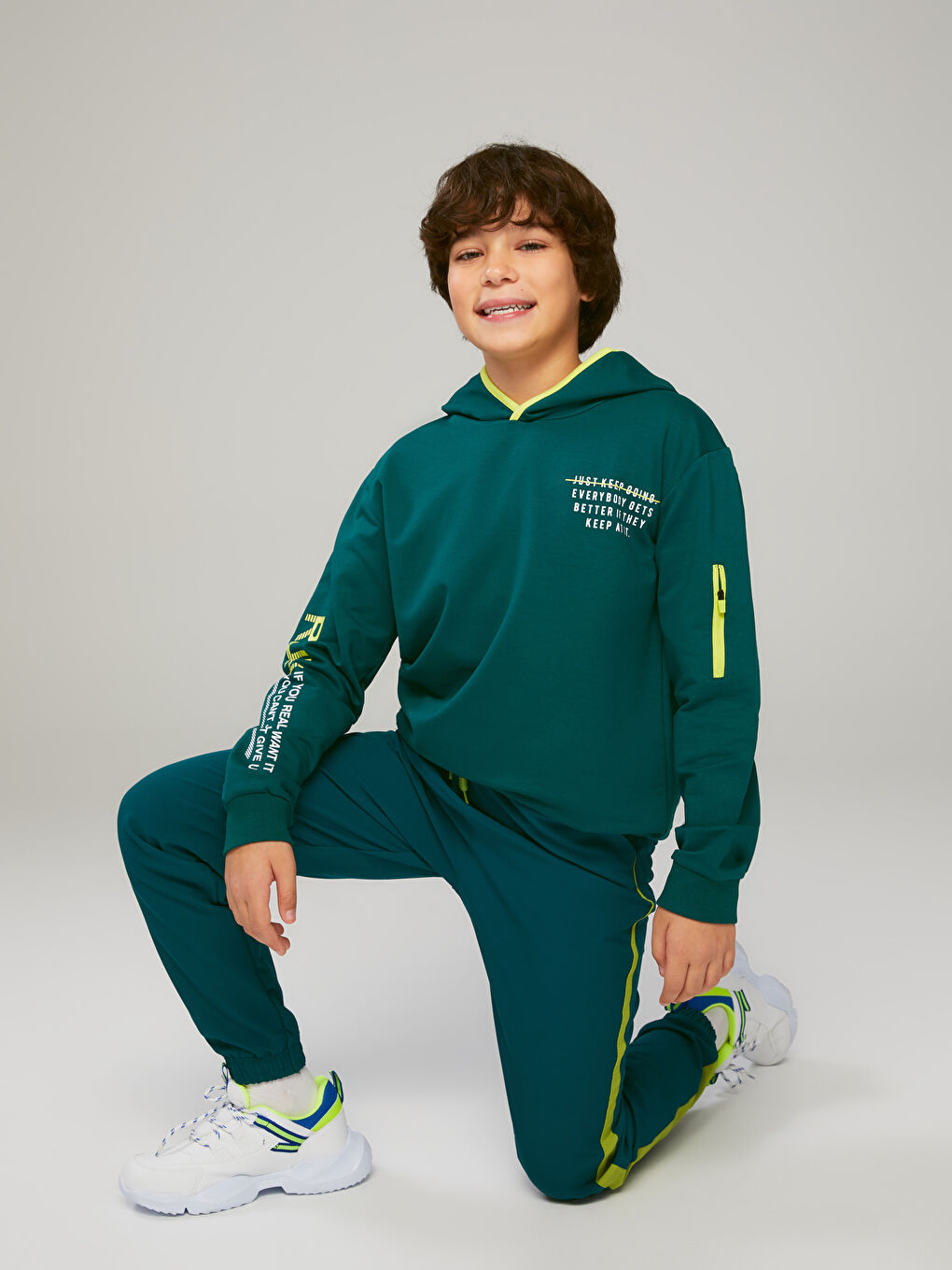 Hooded Printed Long Sleeve Boys' Sweatshirt