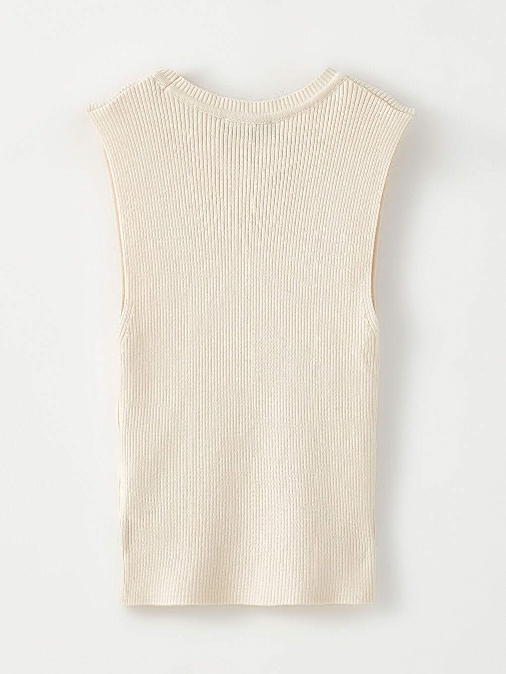 Bej Kadın Bisiklet Yaka Düz Kolsuz Triko Kazak-5