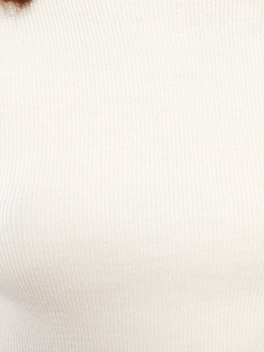 Ekru Dik Yaka Kadın Triko Kazak-2