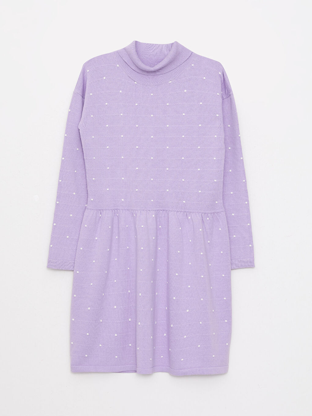 Turtleneck Polka Dot Long Sleeve Girl Tricot Dress