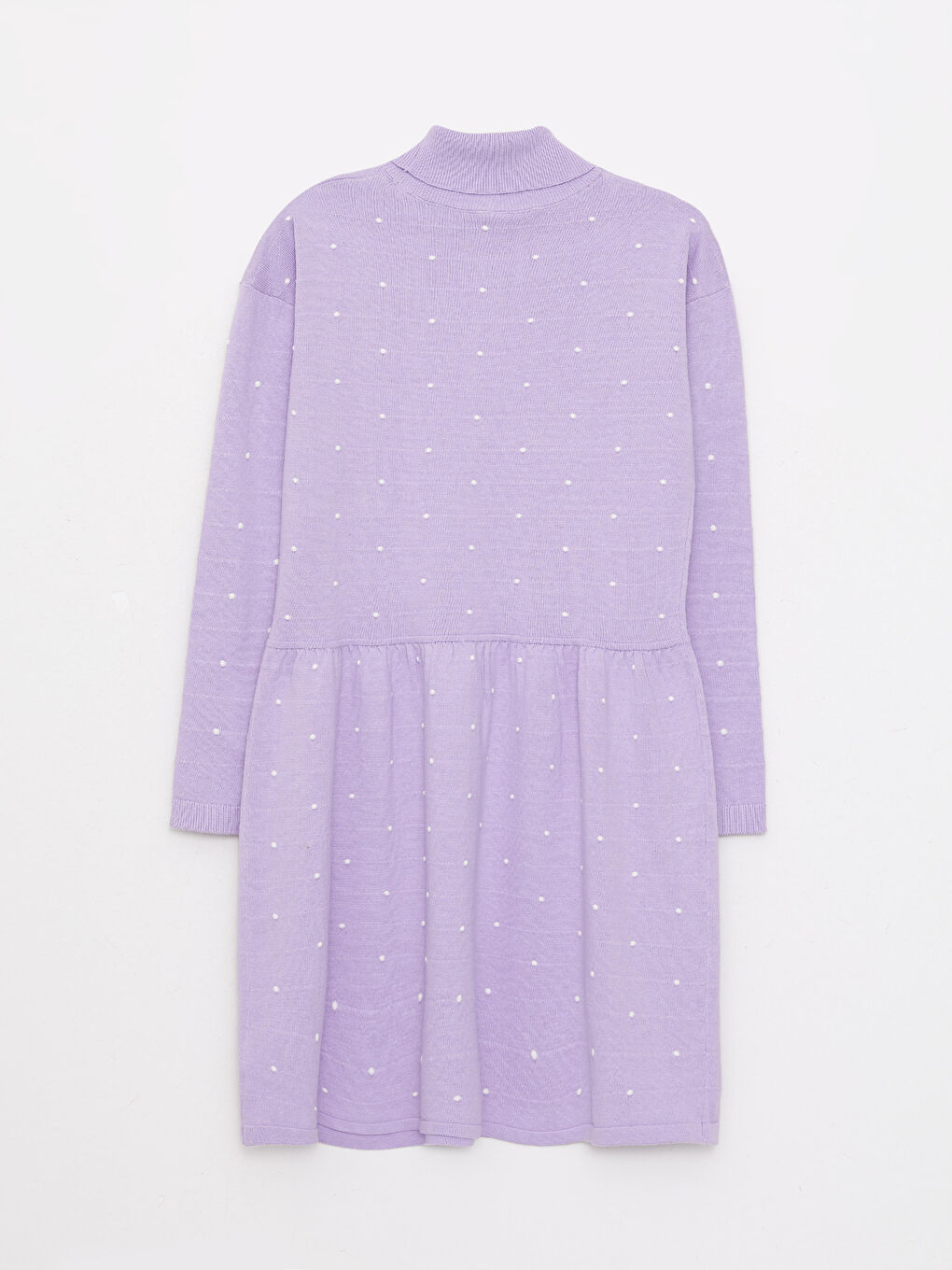 Turtleneck Polka Dot Long Sleeve Girl Tricot Dress-1