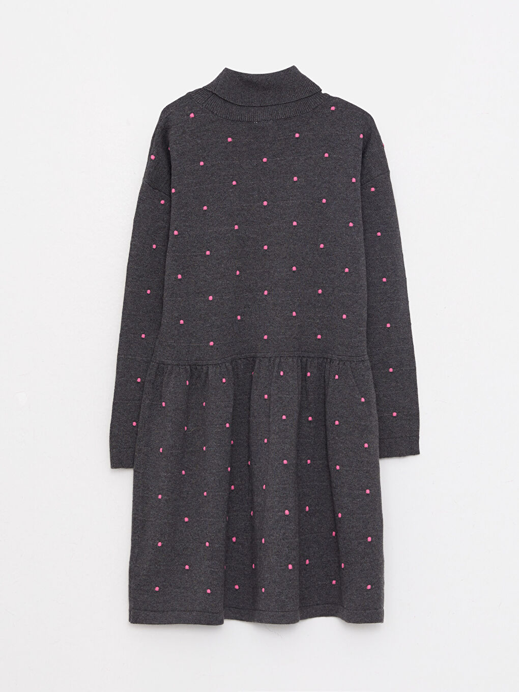 LCW Kids Turtleneck Polka Dot Long Sleeve Girl Tricot Dress -W28255Z4-L8N