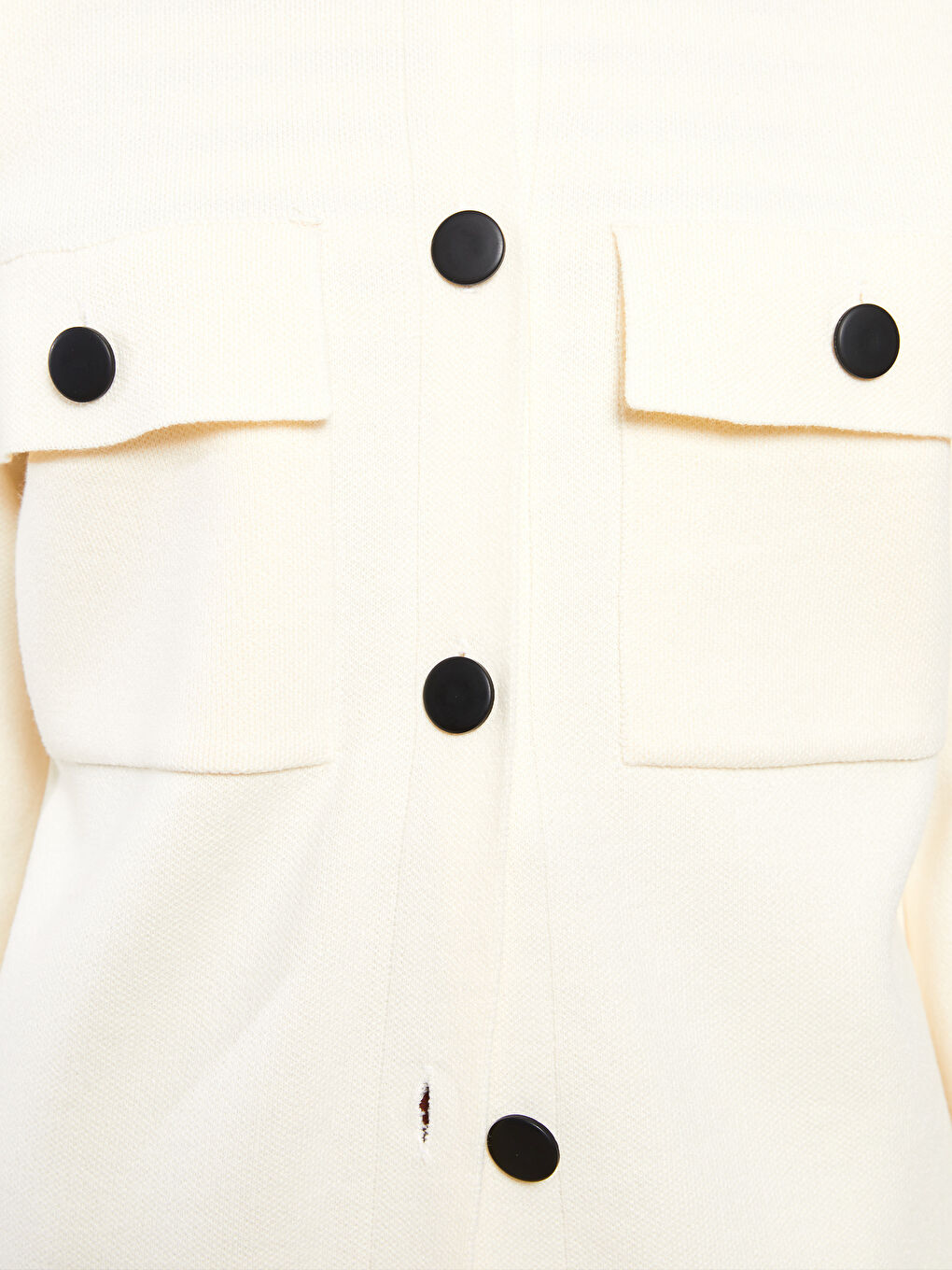 Polo Neck Straight Long Sleeve Pique Women's Cardigan-3