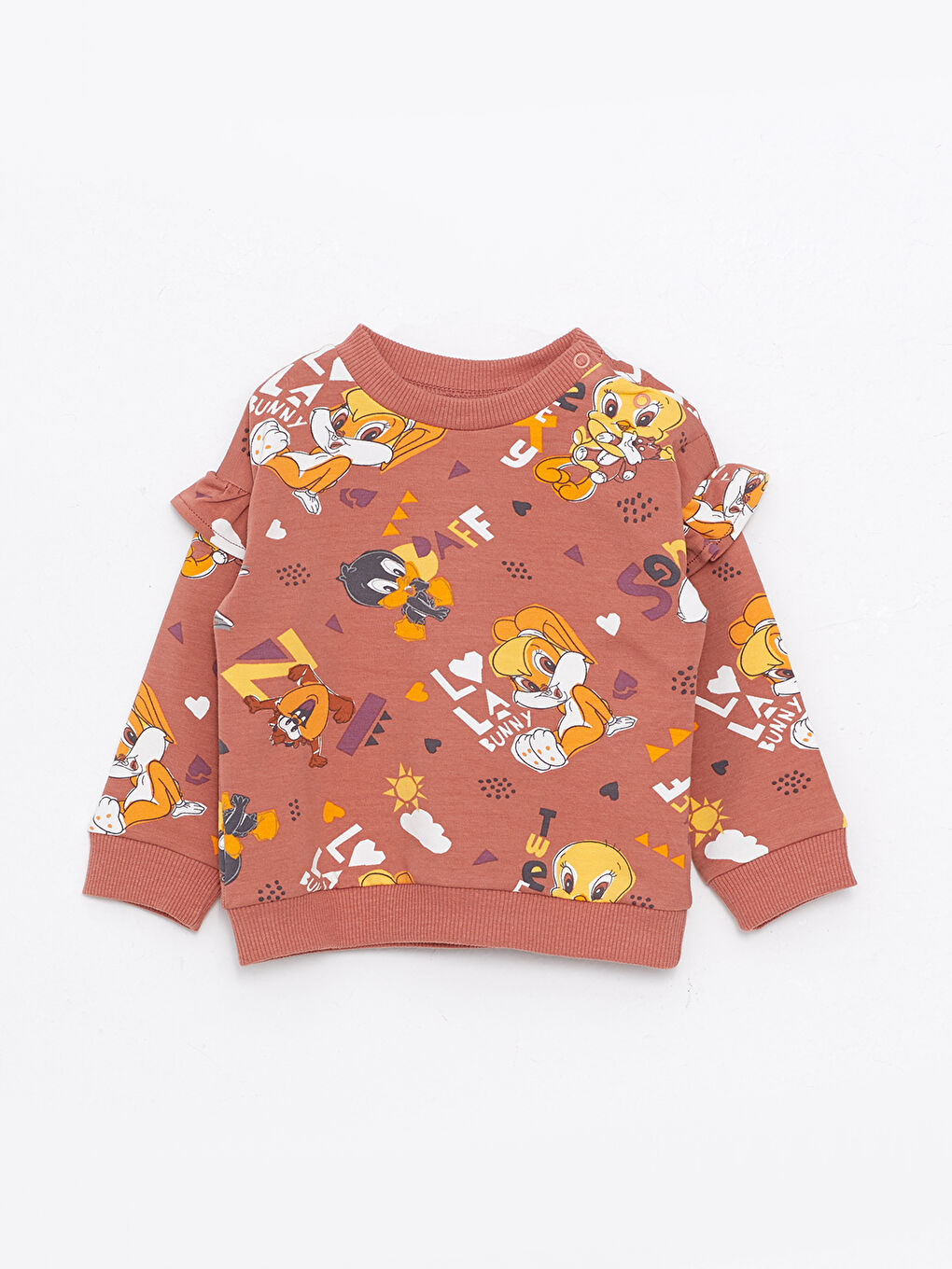 Crew Neck Long Sleeve Looney Tunes Printed Baby Girl Sweatshirt and Trousers 2-Pack Set-1