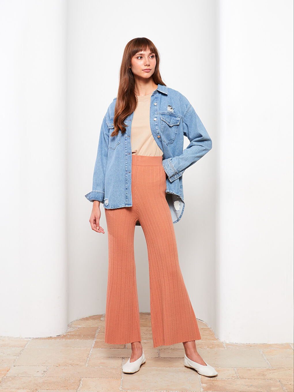 LCWAIKIKI Classic Kadın Beli Lastikli Düz Triko Pantolon -W28279Z8-GD9