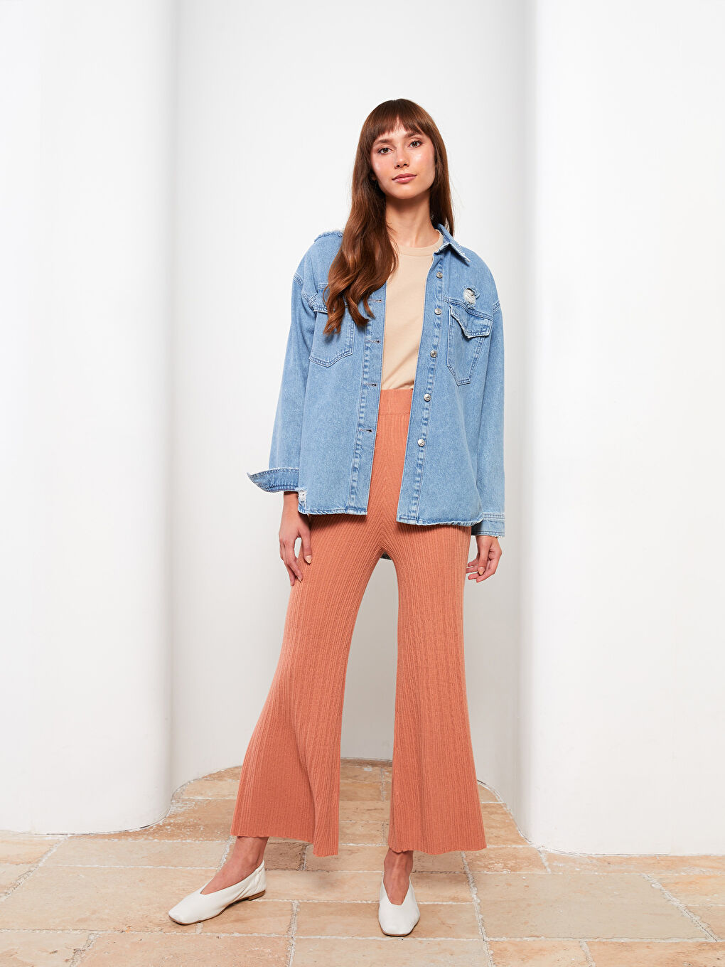 LCWAIKIKI Classic Kadın Beli Lastikli Düz Triko Pantolon -W28279Z8-GD9