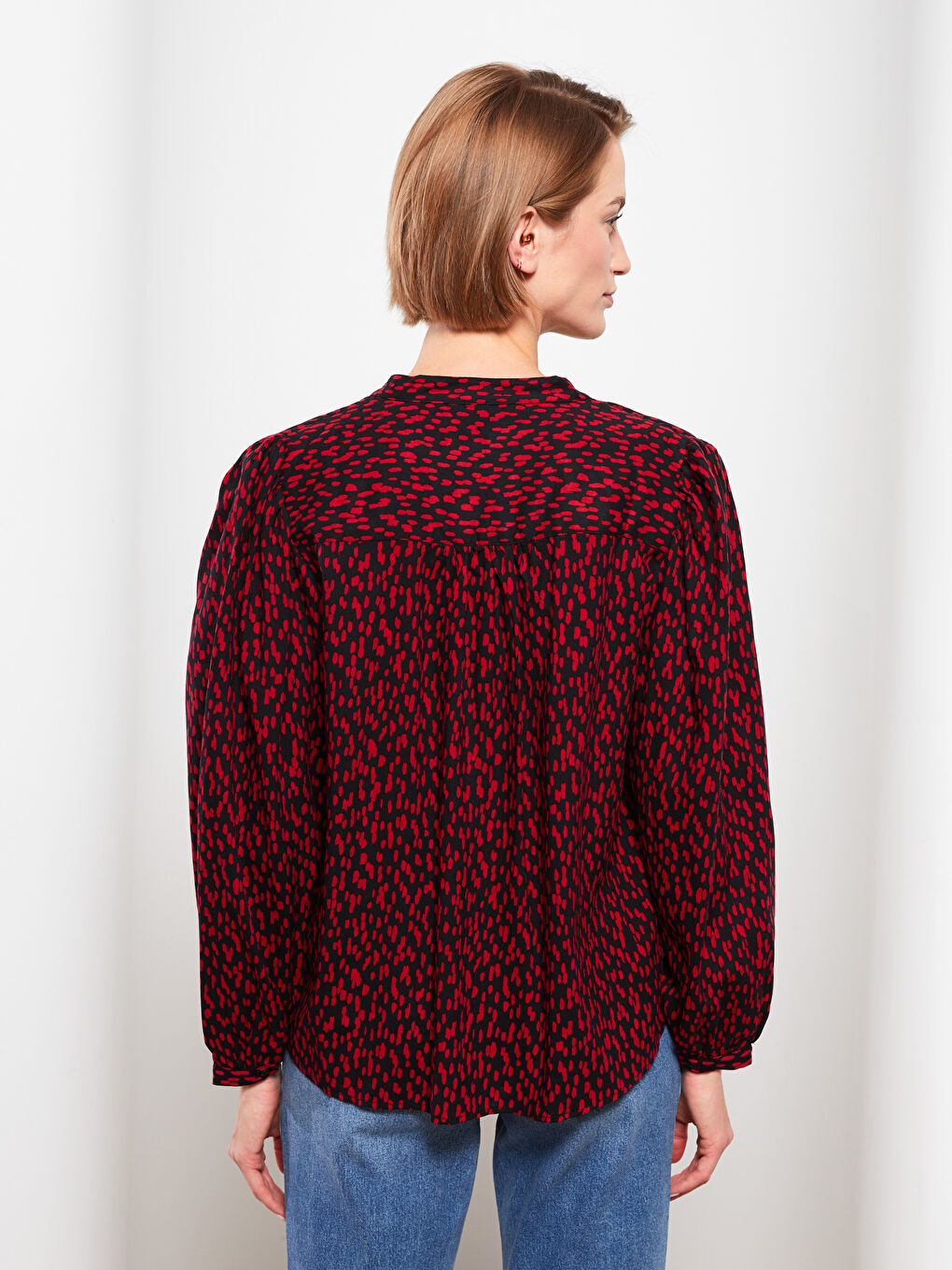 Chemise pour Femmes à Col Rond Imprimée à Manches Longues en Viscose-4