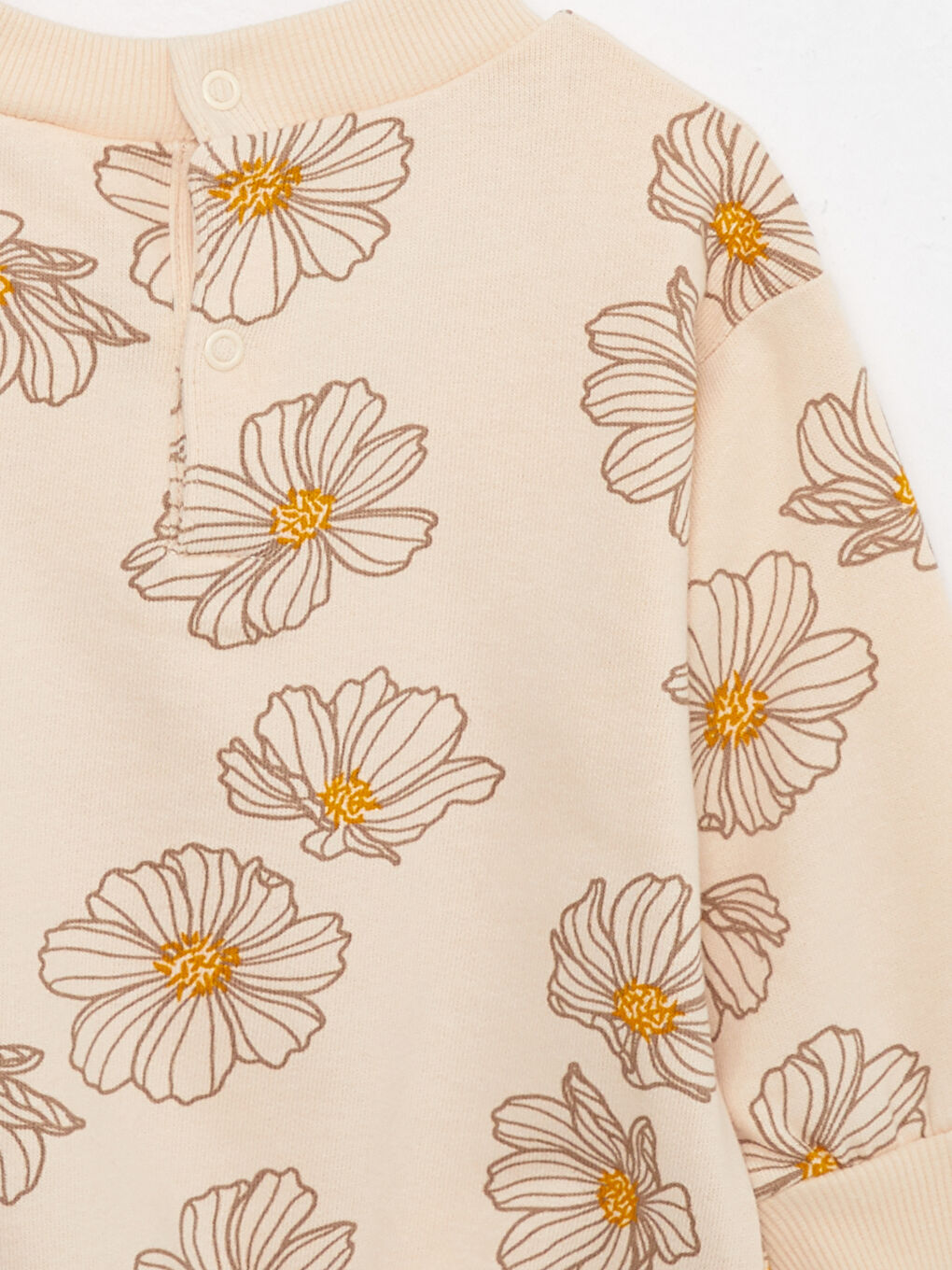 Bej Bisiklet Yaka Uzun Kollu Baskılı Kız Bebek Sweatshirt ve Pantolon 2'li Takım-2