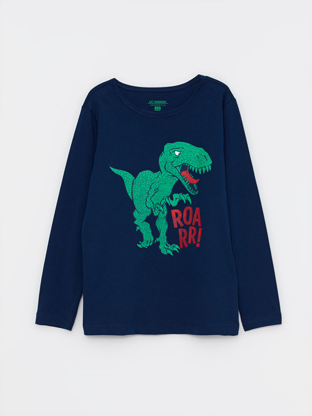 Lacivert Bisiklet Yaka Baskılı Uzun Kollu Erkek Çocuk Pijama Takımı-5