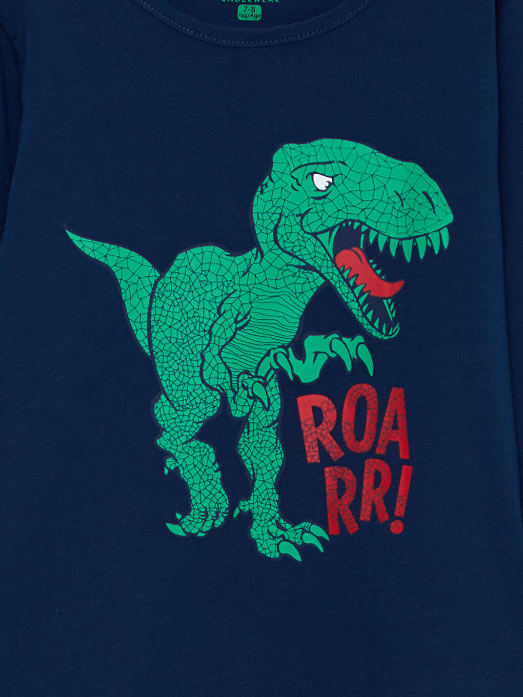 Lacivert Bisiklet Yaka Baskılı Uzun Kollu Erkek Çocuk Pijama Takımı-7