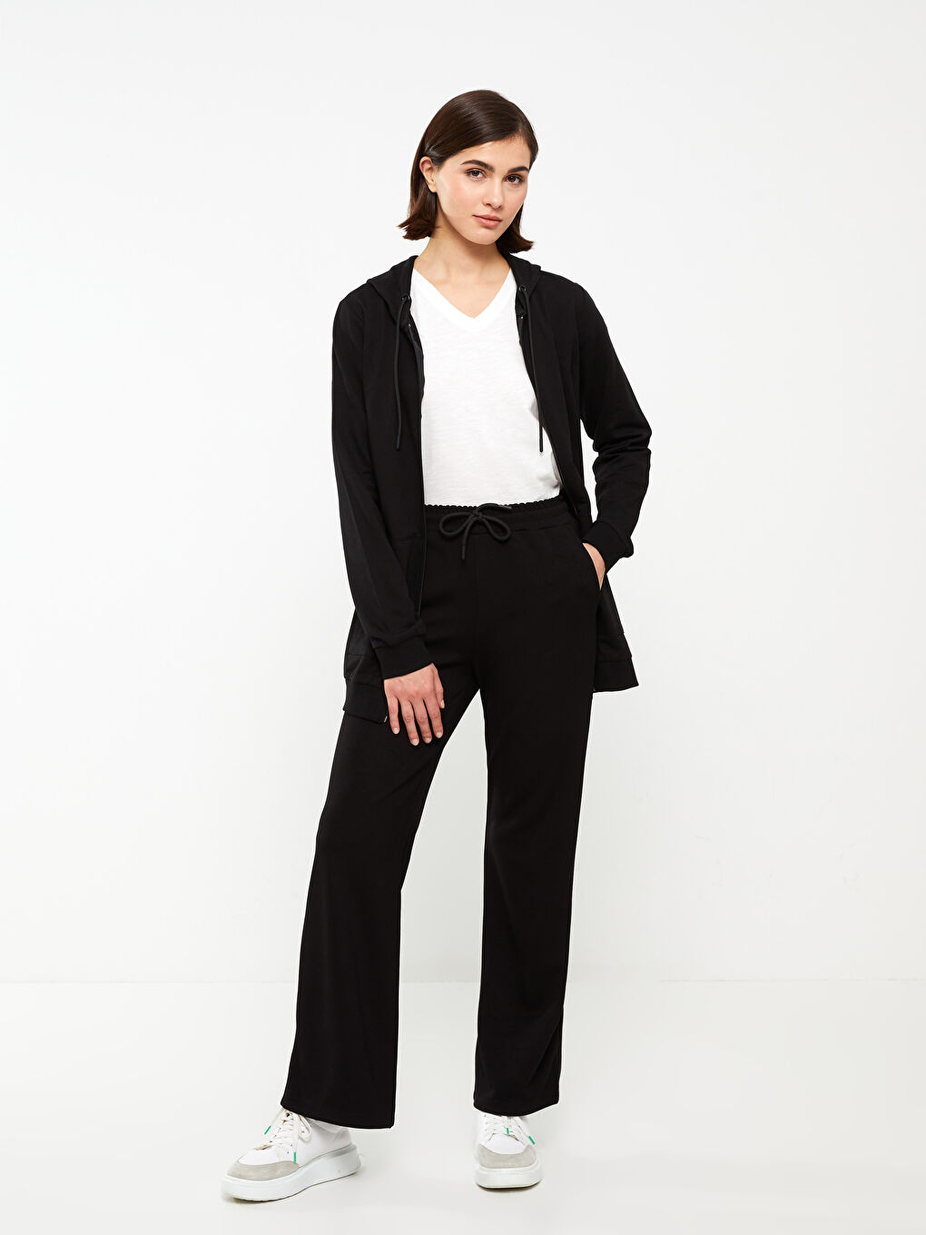 Siyah Kadın Düz Eşofman Altı-1