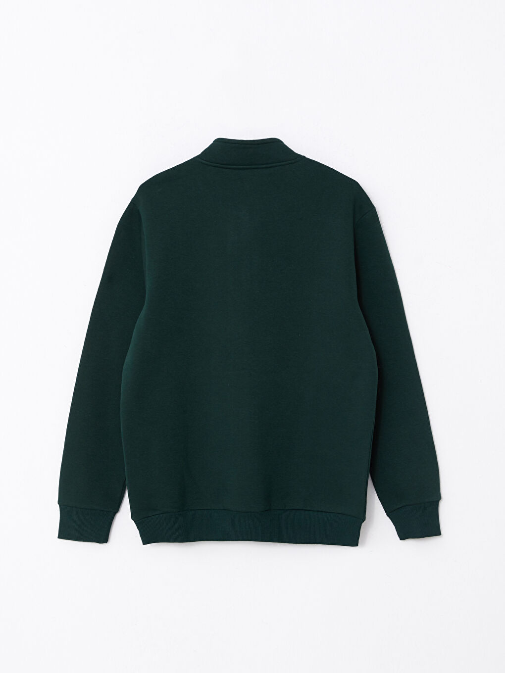 LCWAIKIKI Basic Yeşil Dik Yaka Uzun Kollu Düz Erkek Kalın Sweatshirt - 6