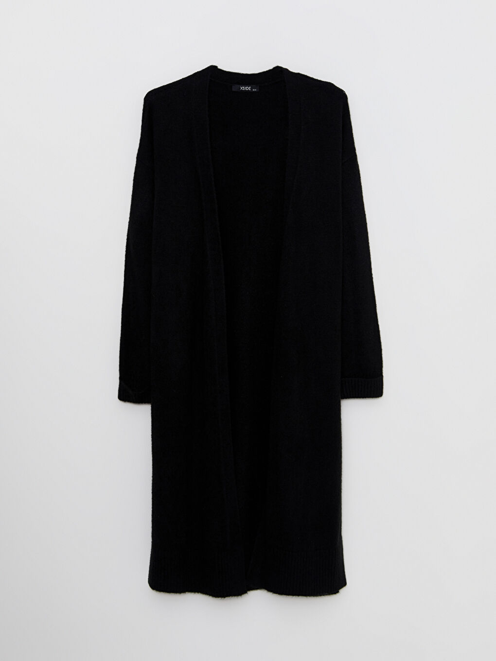 Siyah Şal Yaka Düz Uzun Kollu Kadın Triko Hırka-6