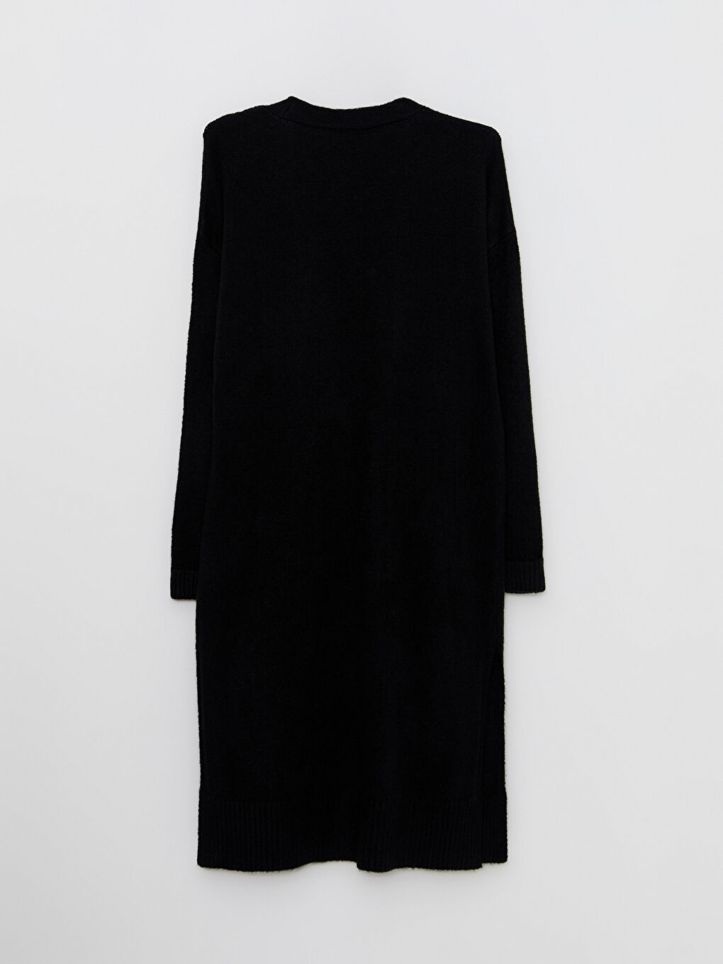 Siyah Şal Yaka Düz Uzun Kollu Kadın Triko Hırka-7