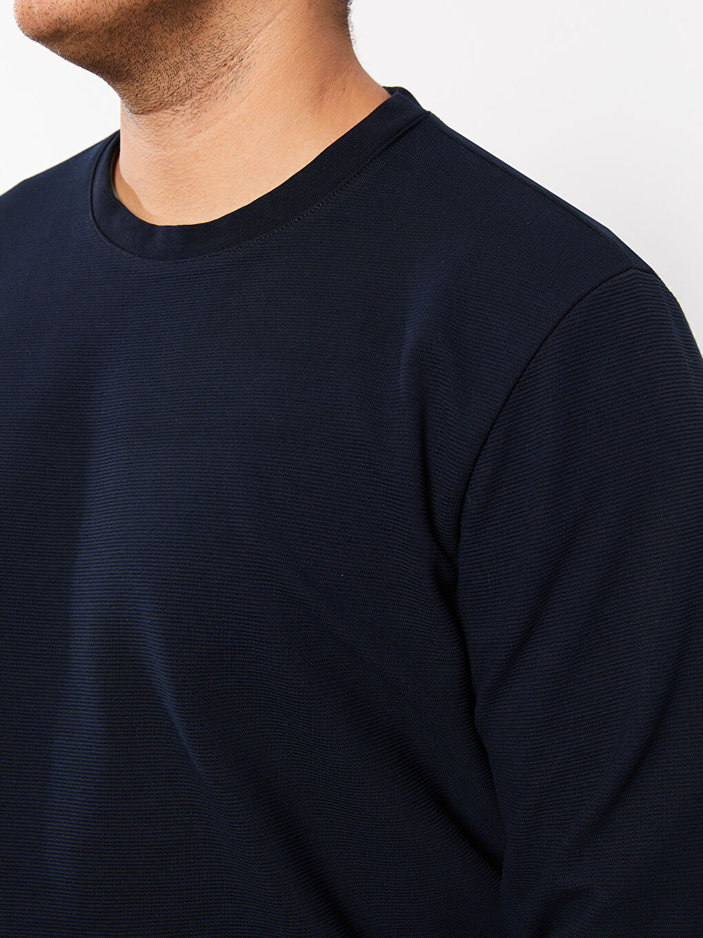 Lacivert Bisiklet Yaka Uzun Kollu Erkek Sweatshirt-3