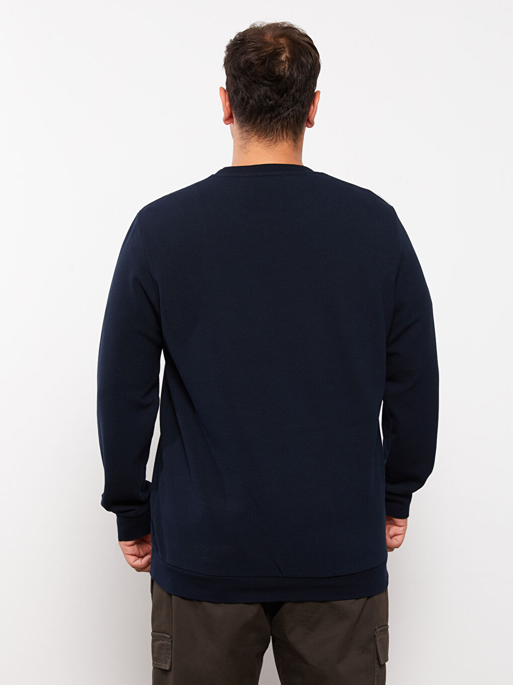 Lacivert Bisiklet Yaka Uzun Kollu Erkek Sweatshirt-4