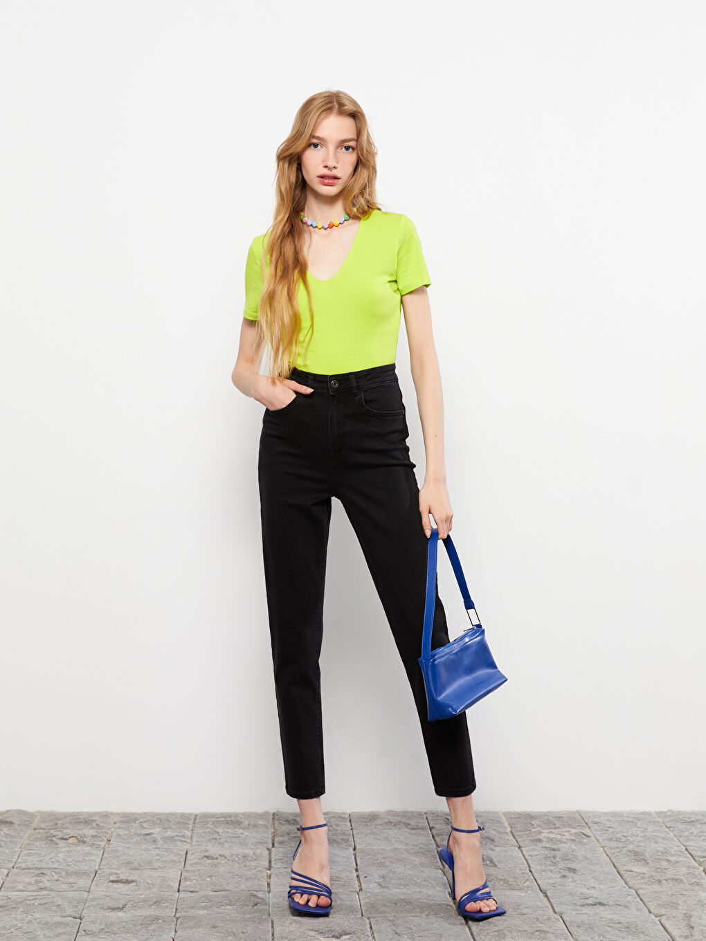 LCW Jeans High Waist Slim Fit Rodeo Jean Trousers For Women With Pocket Detail -W28365Z8-327