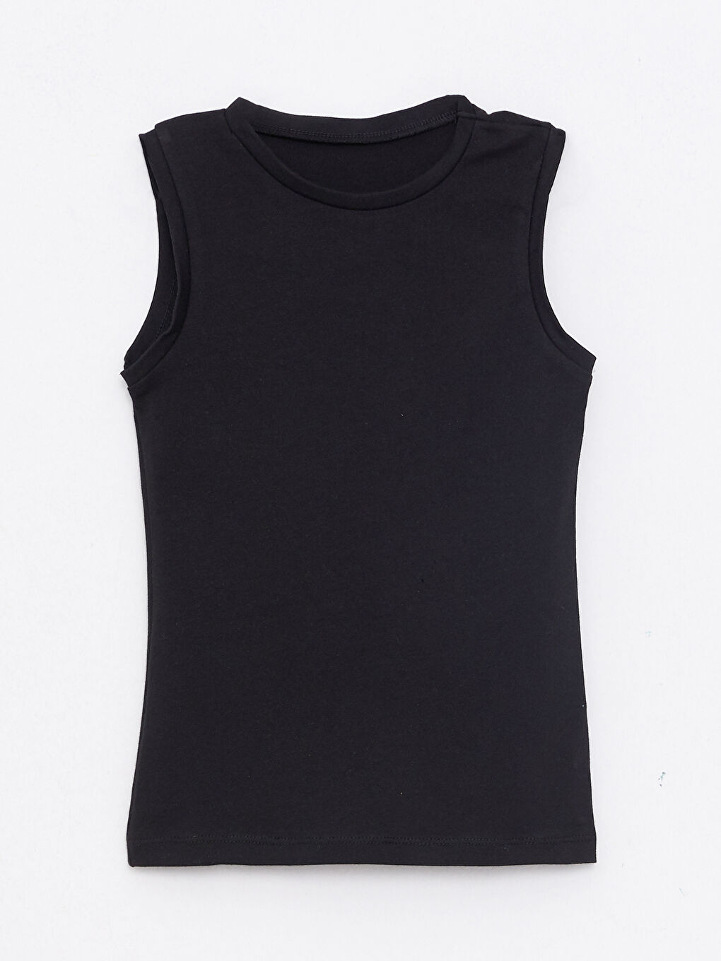 Siyah Bisiklet Yaka Basic Pamuklu Kız Çocuk Atlet