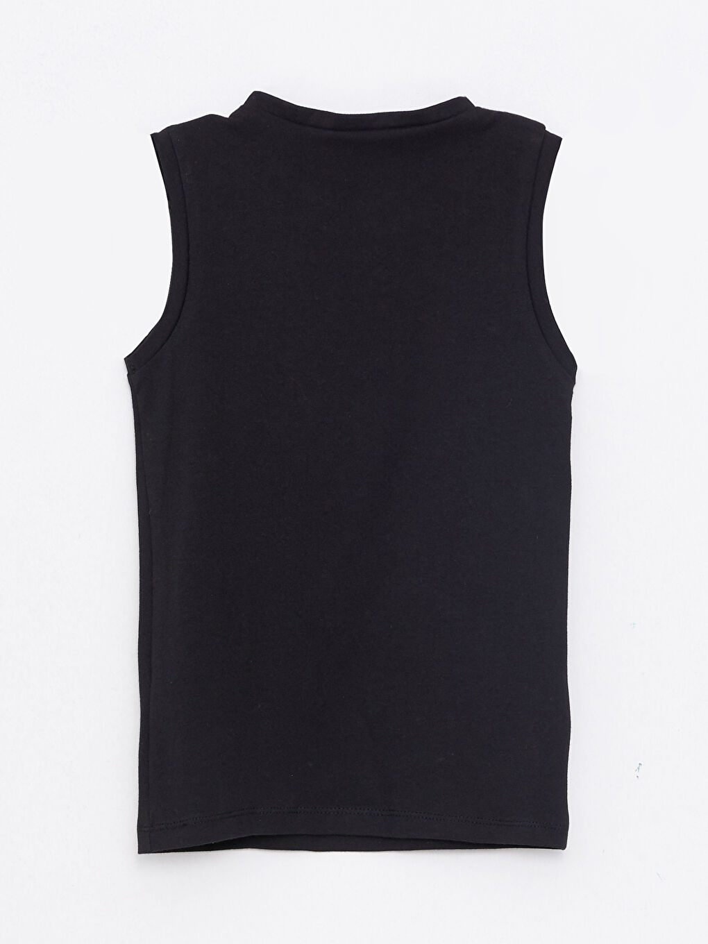 Siyah Bisiklet Yaka Basic Pamuklu Kız Çocuk Atlet-1