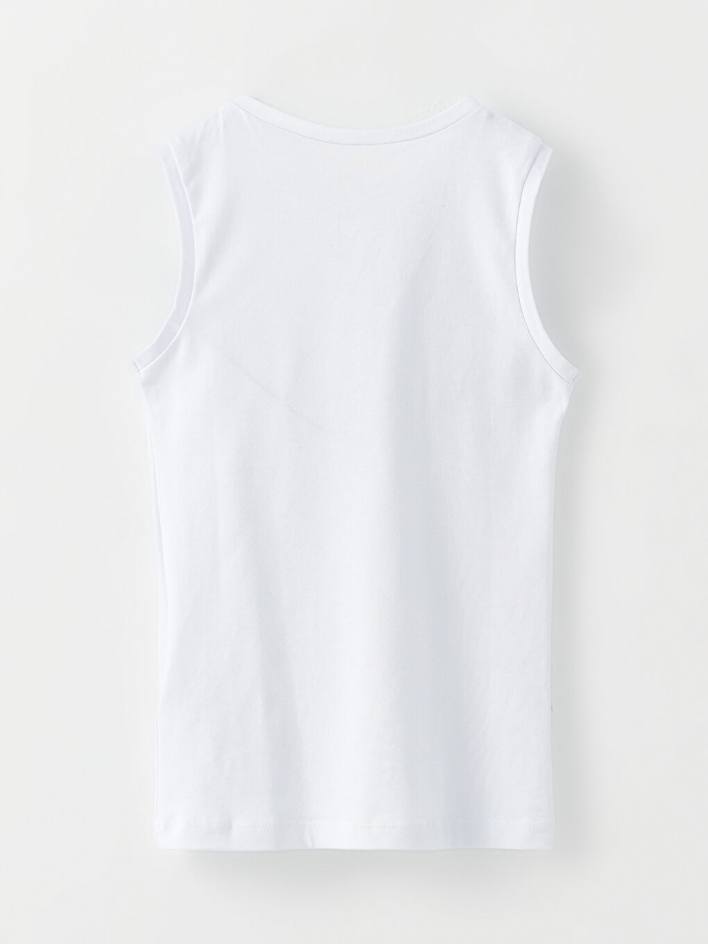 Beyaz Bisiklet Yaka Basic Pamuklu Kız Çocuk Atlet-1