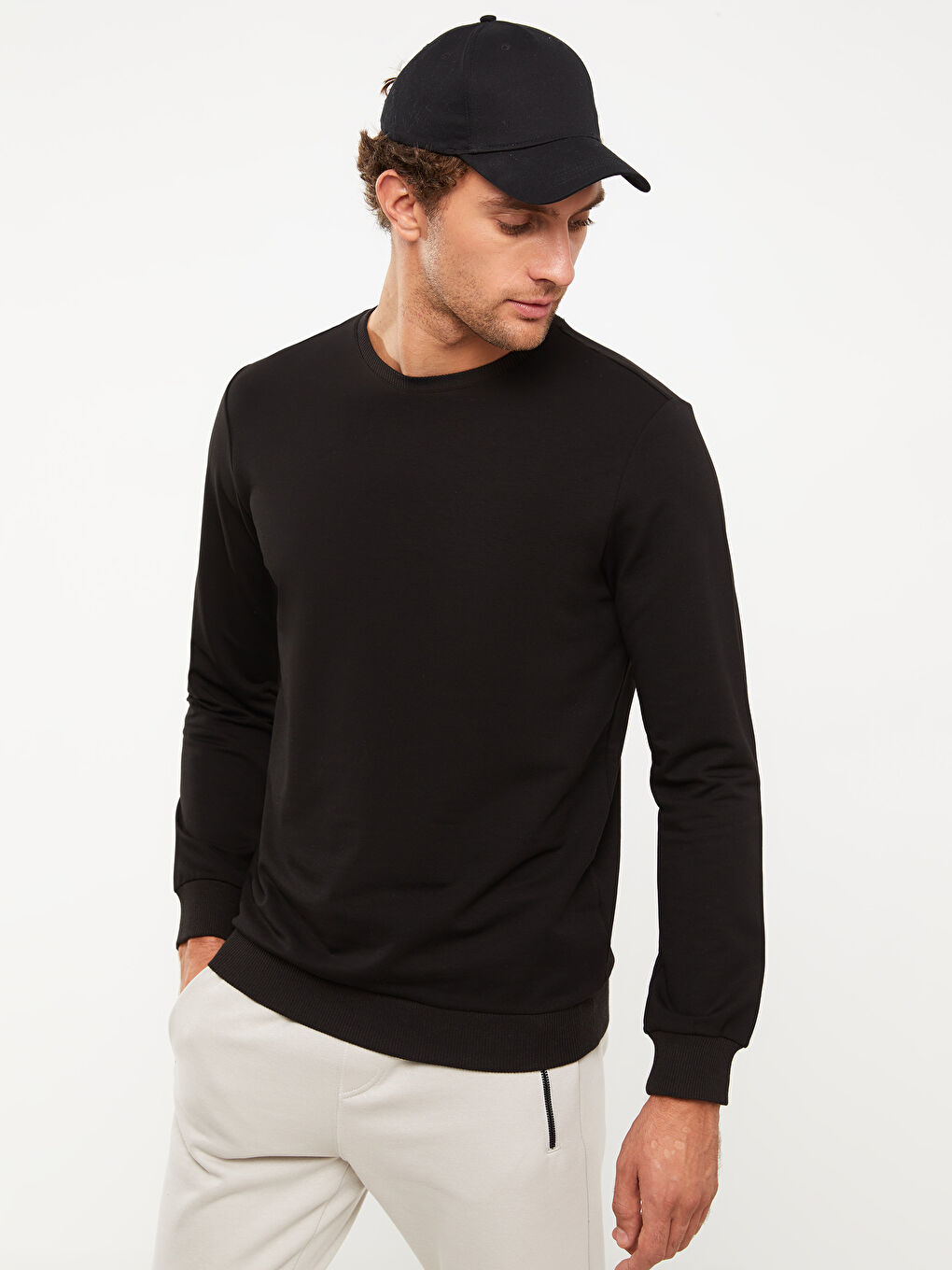 Hanorac cu Mânecă Lungă și Guler Rotund pentru Bărbați-1