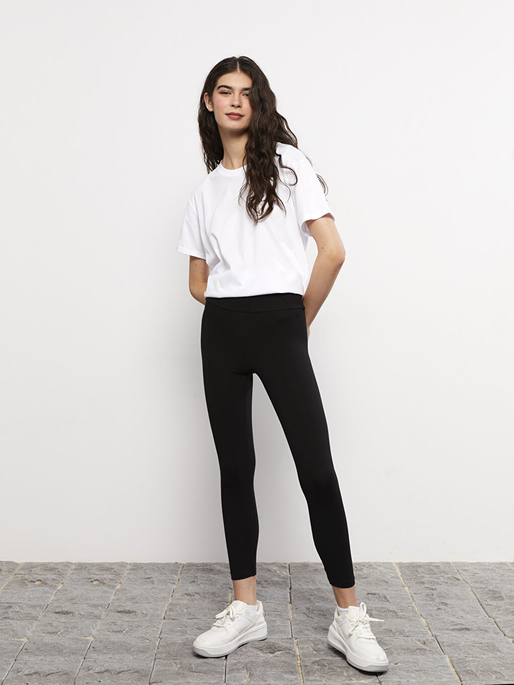 Women's Elasticated Waist Plain Leggings