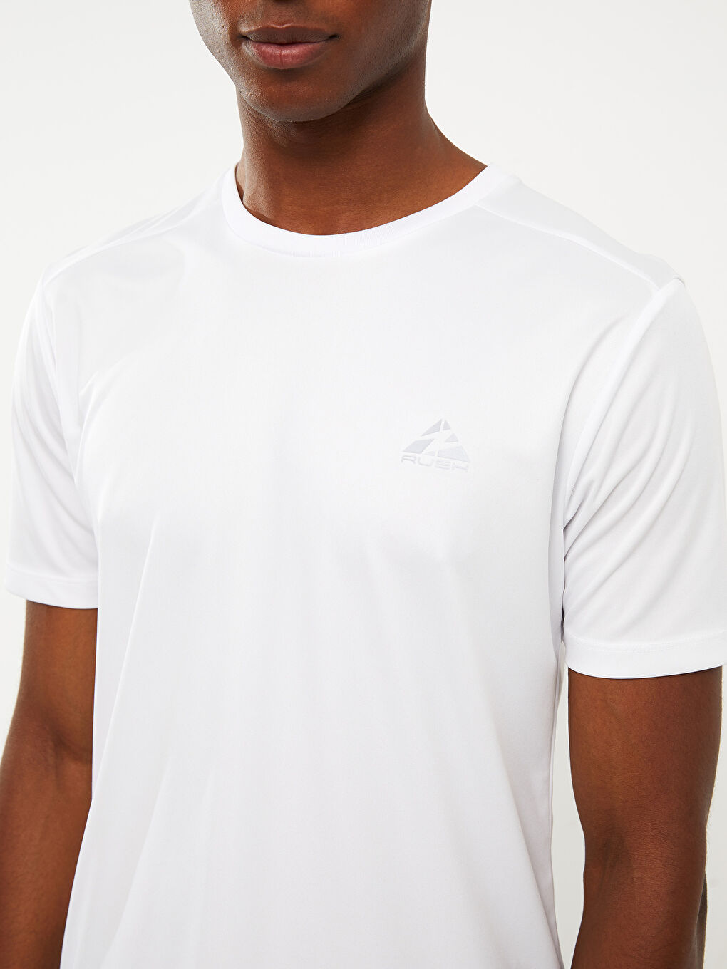 Beyaz Bisiklet Yaka Kısa Kollu Baskılı Erkek Tişört-3