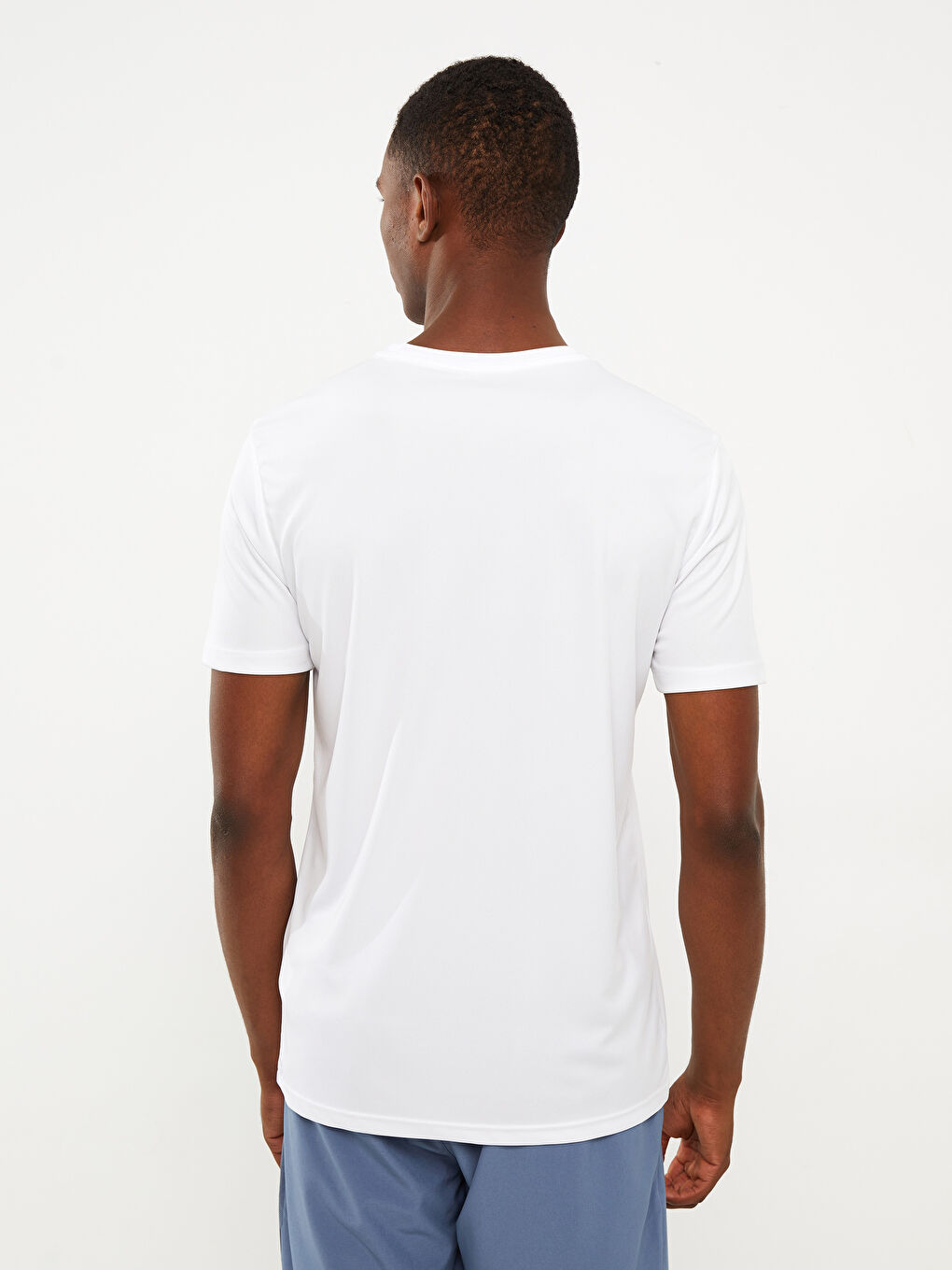 Beyaz Bisiklet Yaka Kısa Kollu Baskılı Erkek Tişört-4