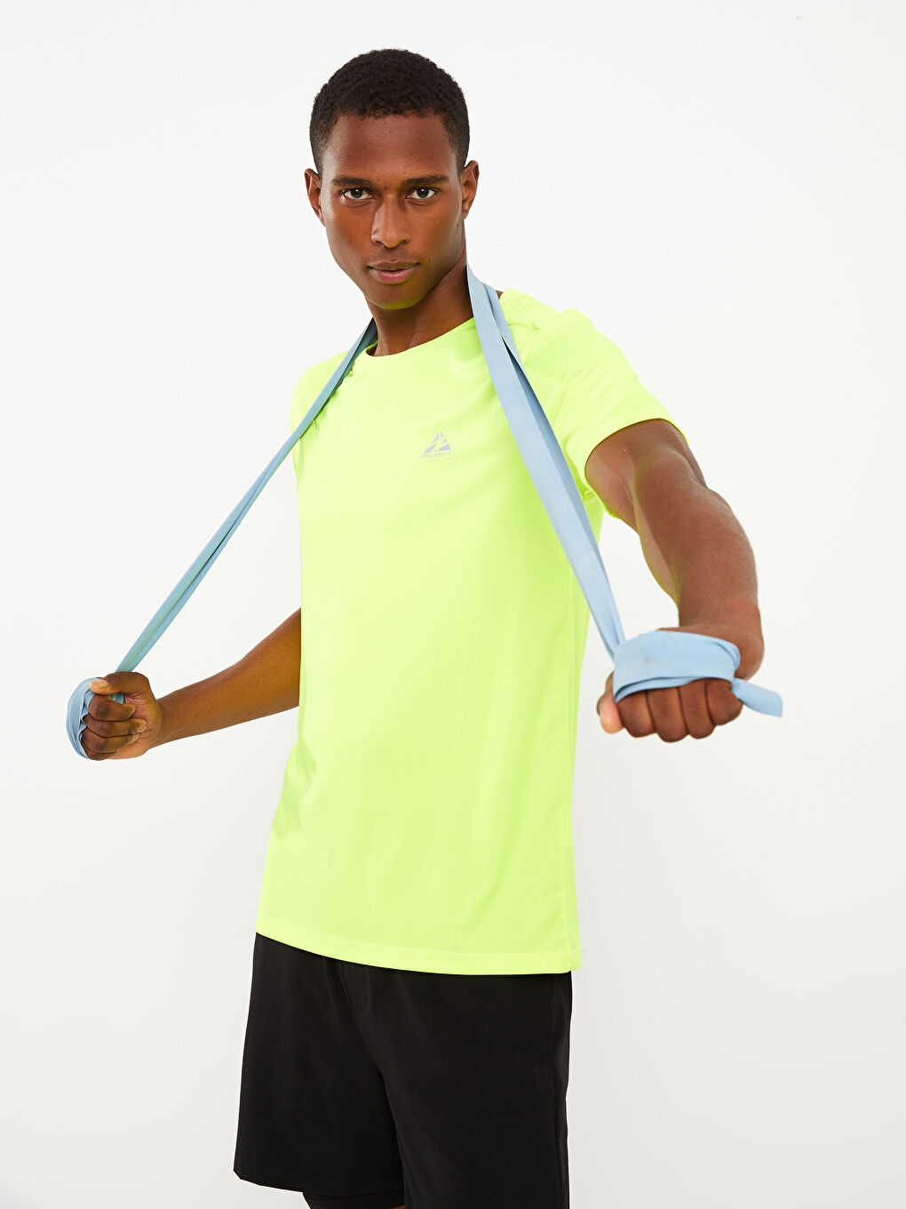 Sarı Bisiklet Yaka Kısa Kollu Baskılı Erkek Tişört-3