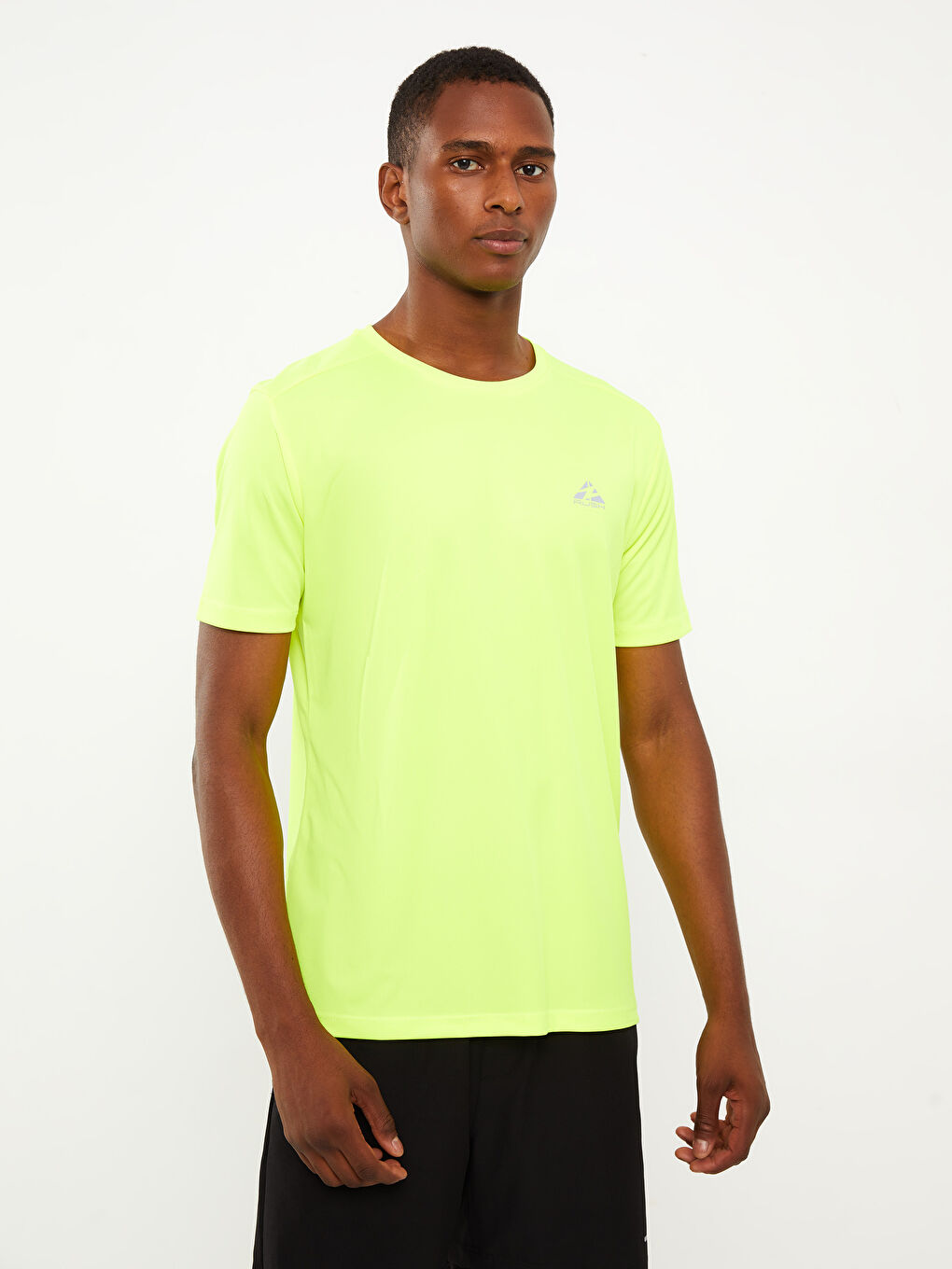 Sarı Bisiklet Yaka Kısa Kollu Baskılı Erkek Tişört-4