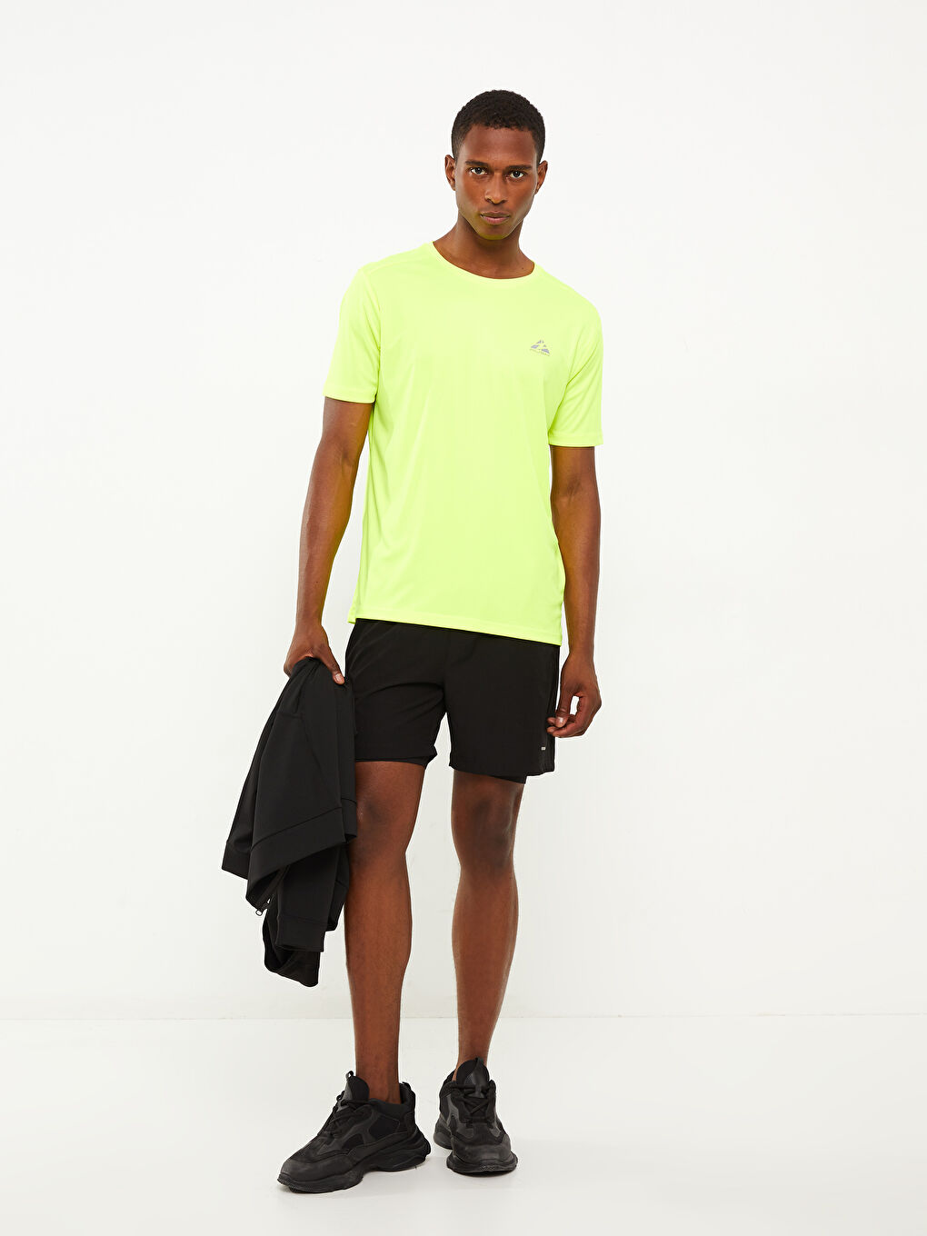 Sarı Bisiklet Yaka Kısa Kollu Baskılı Erkek Tişört-5