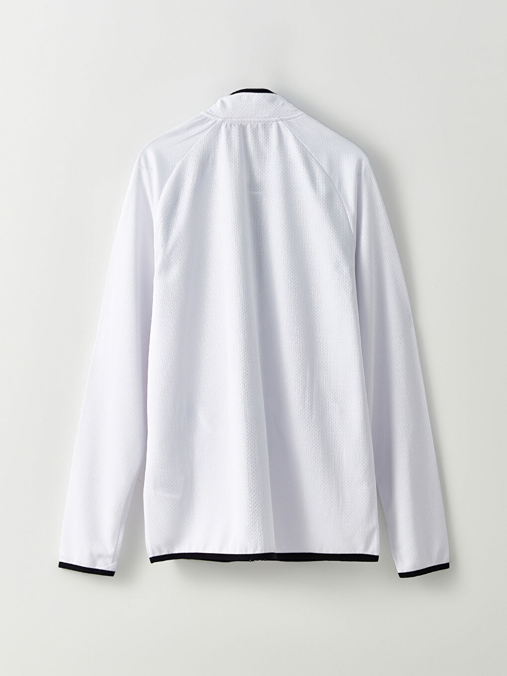 Beyaz Dik Yaka Uzun Kollu Erkek Spor Hırka-10