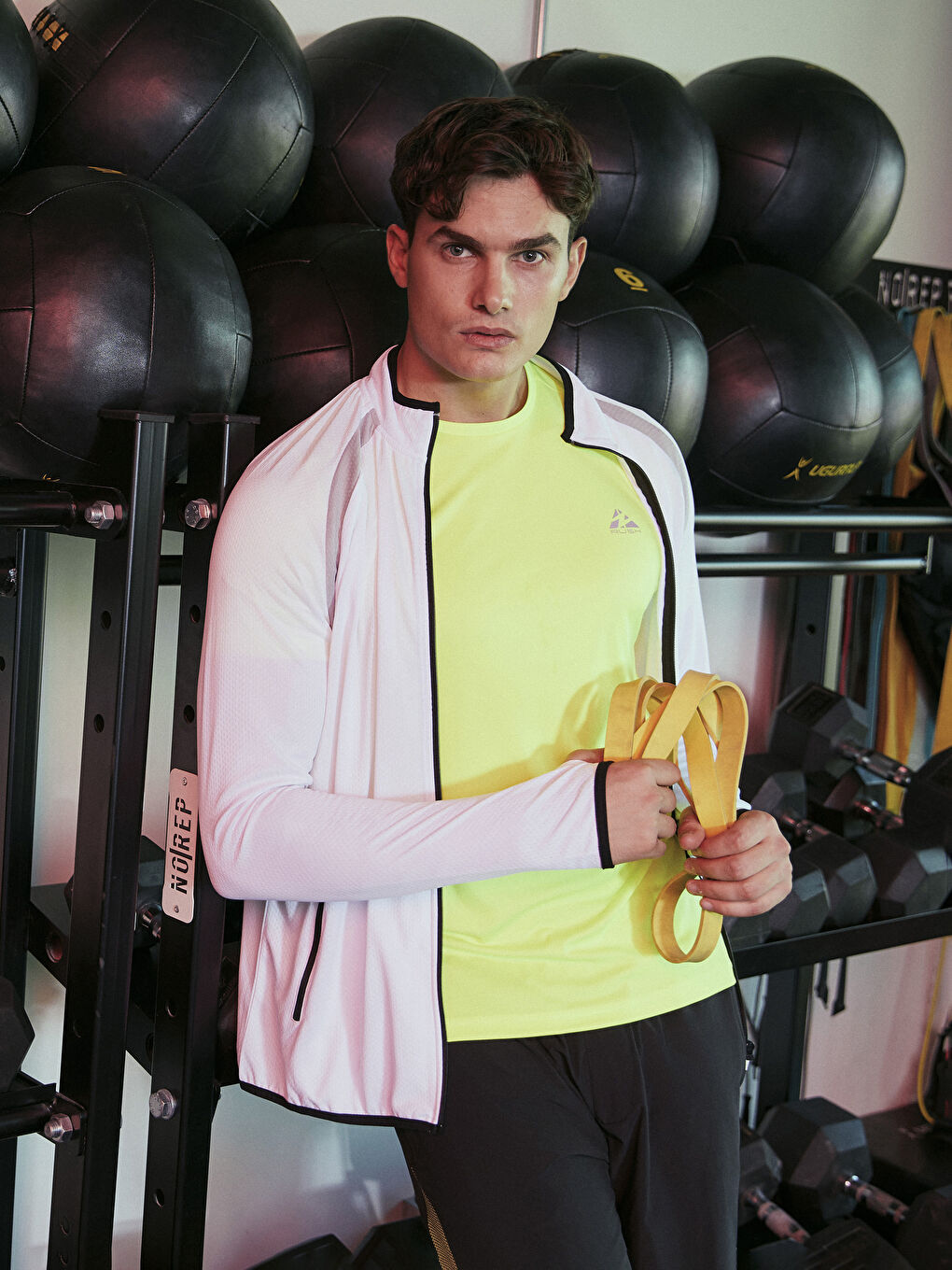 Beyaz Dik Yaka Uzun Kollu Erkek Spor Hırka-2