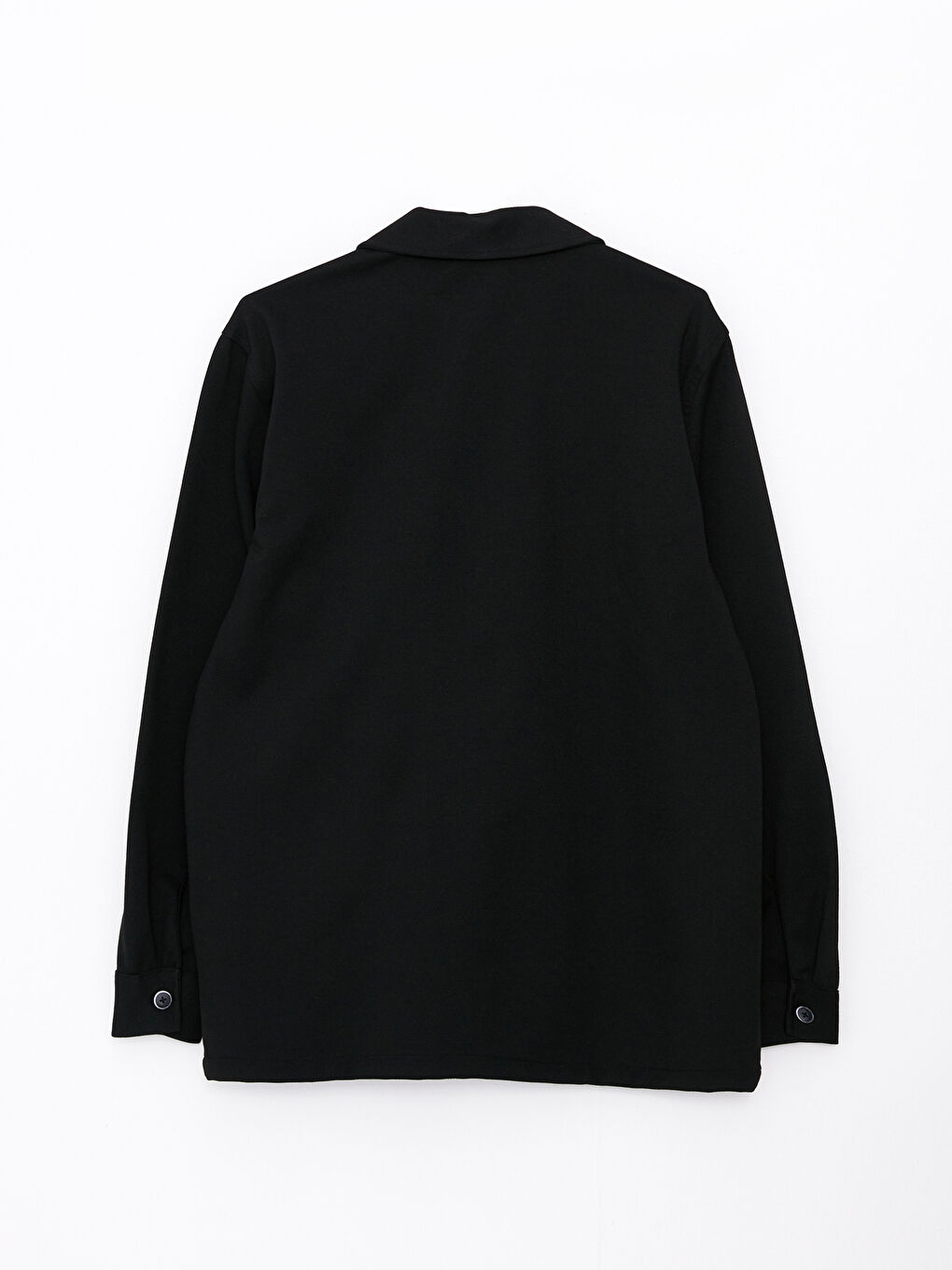 Siyah Rahat Kalıp Uzun Kollu Erkek Gömlek Ceket-6