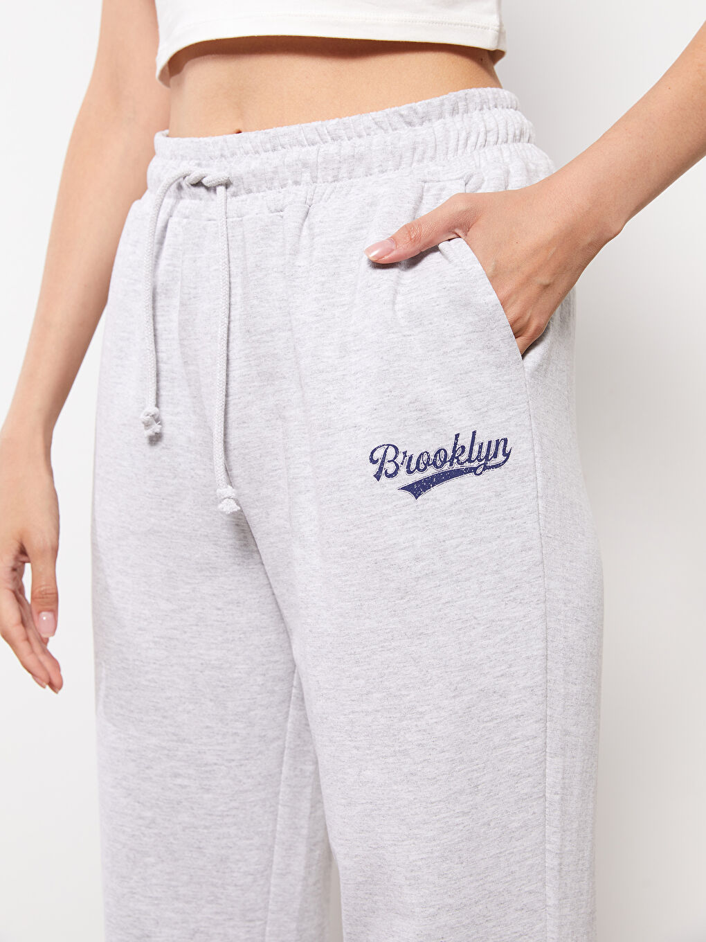 әйелдерге арналған серпімді белді принтті спорттық шалбар-9