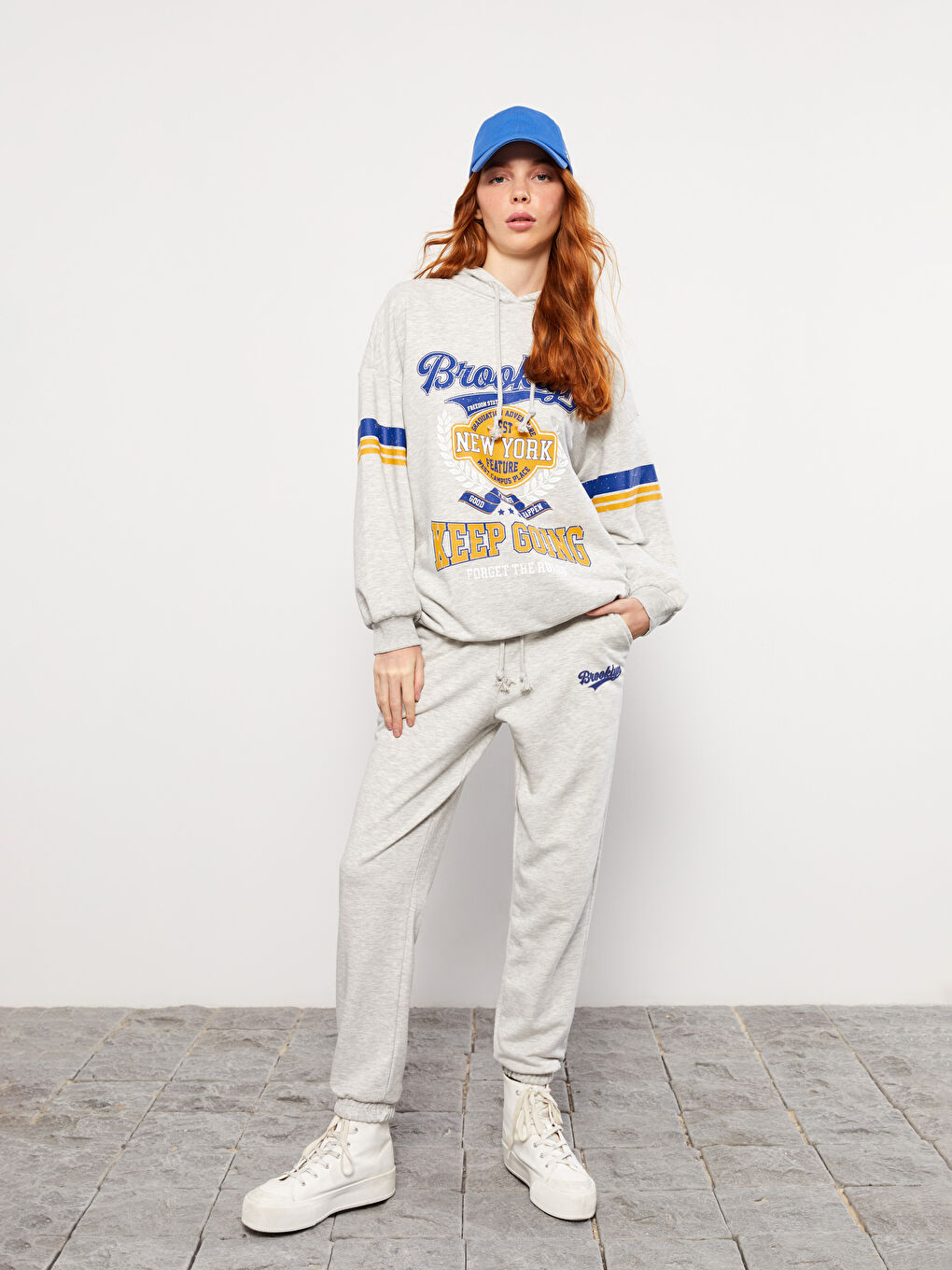 әйелдерге арналған серпімді белді принтті спорттық шалбар-2