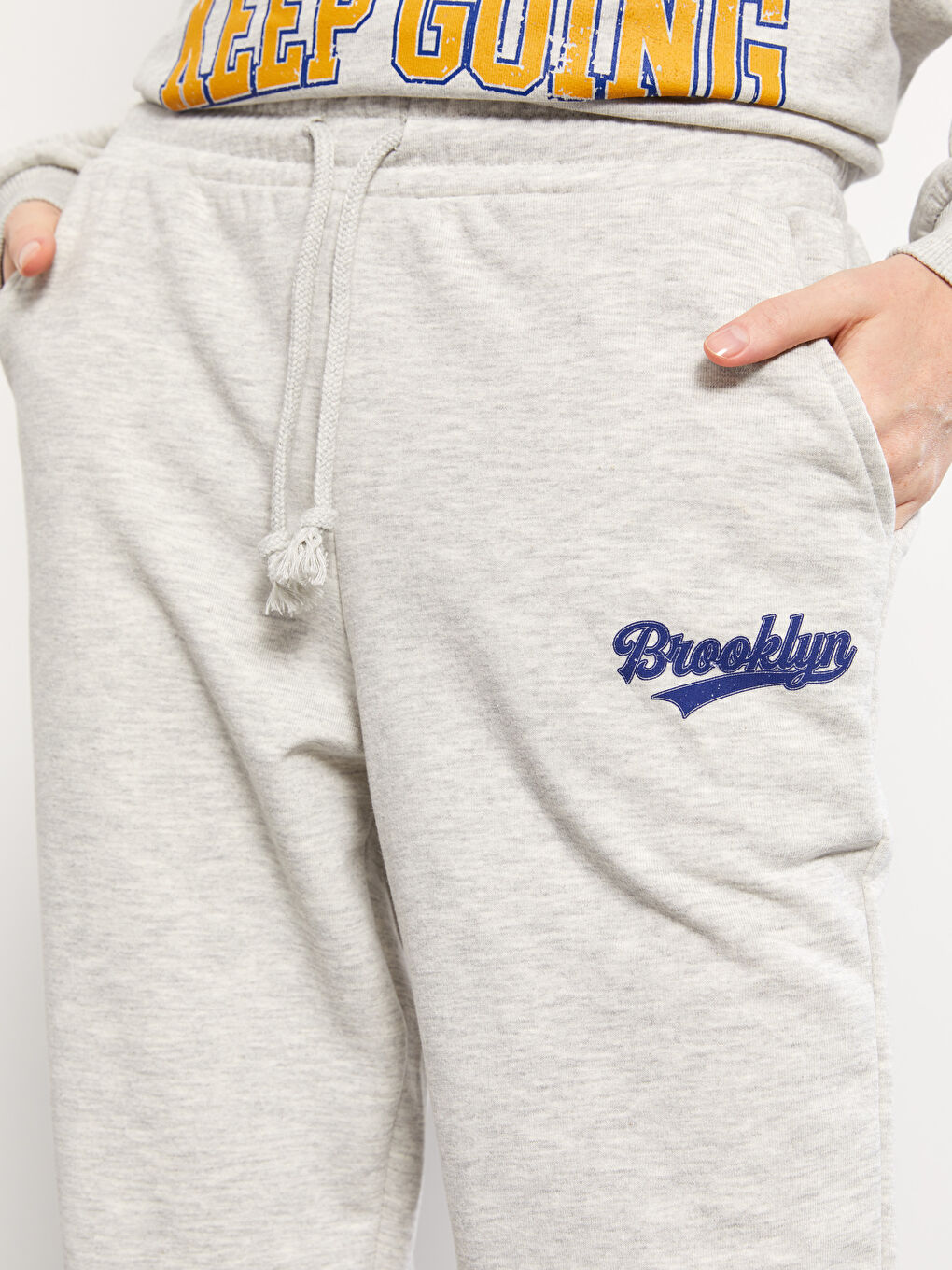 әйелдерге арналған серпімді белді принтті спорттық шалбар-4