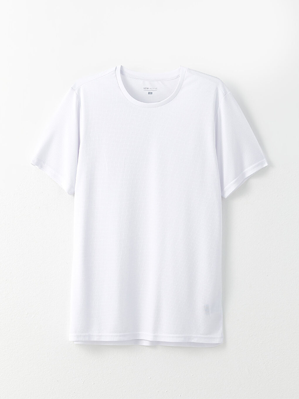 Beyaz Bisiklet Yaka Kısa Kollu Erkek Spor Tişört-5