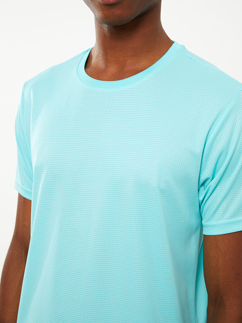 Turkuaz Bisiklet Yaka Kısa Kollu Erkek Spor Tişört-3