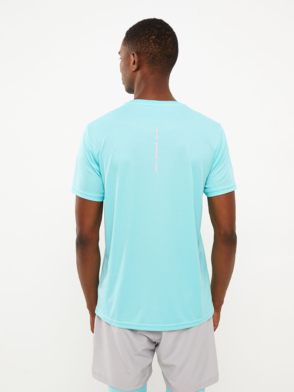 Turkuaz Bisiklet Yaka Kısa Kollu Erkek Spor Tişört-4