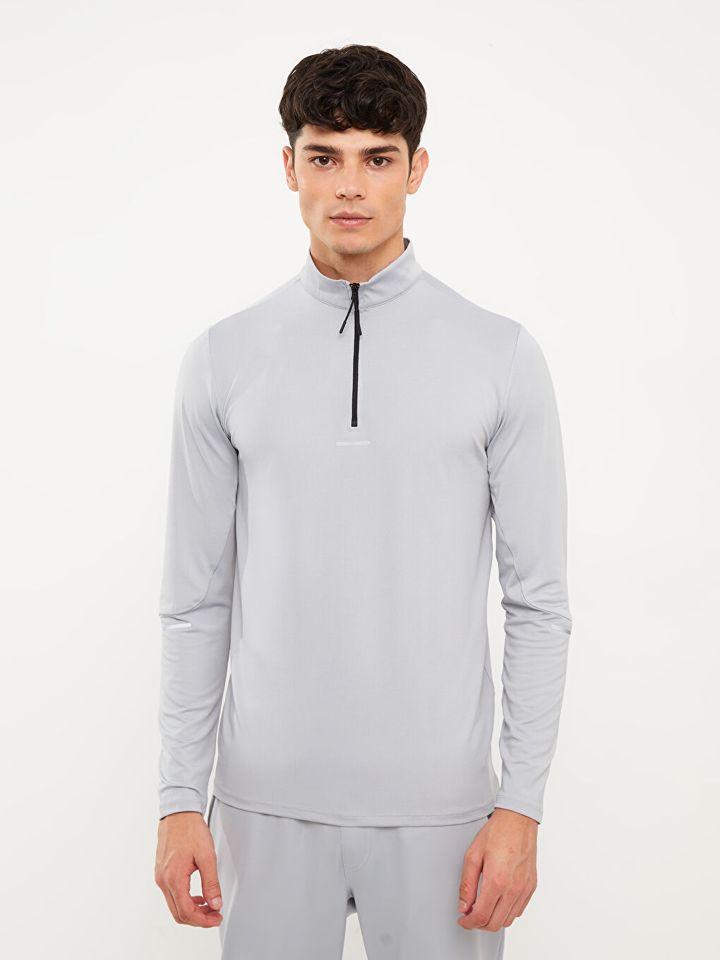 سويت شيرت رياضي كم طويل بياقة قمع للرجال-1