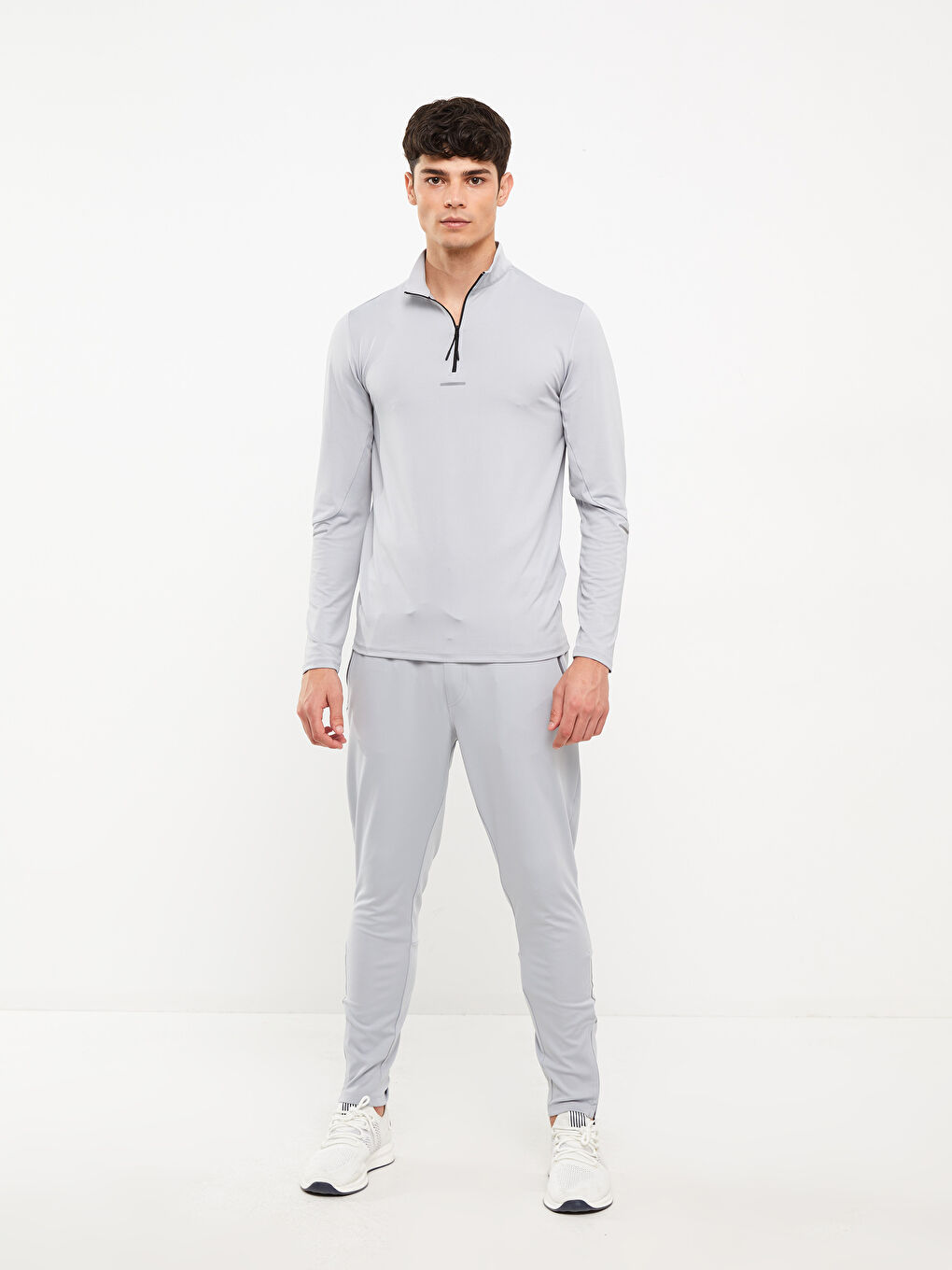 سويت شيرت رياضي كم طويل بياقة قمع للرجال-2