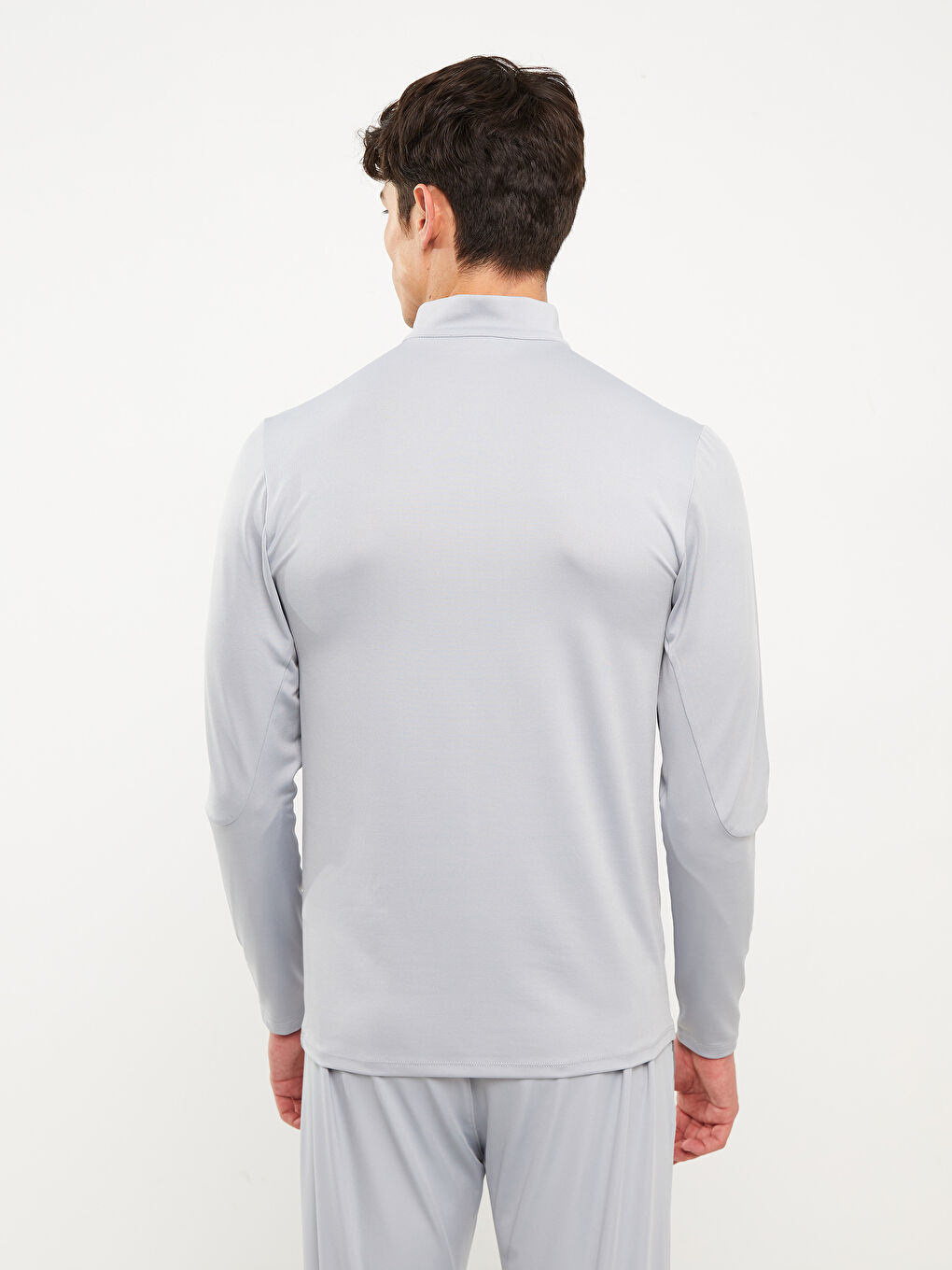 سويت شيرت رياضي كم طويل بياقة قمع للرجال-4