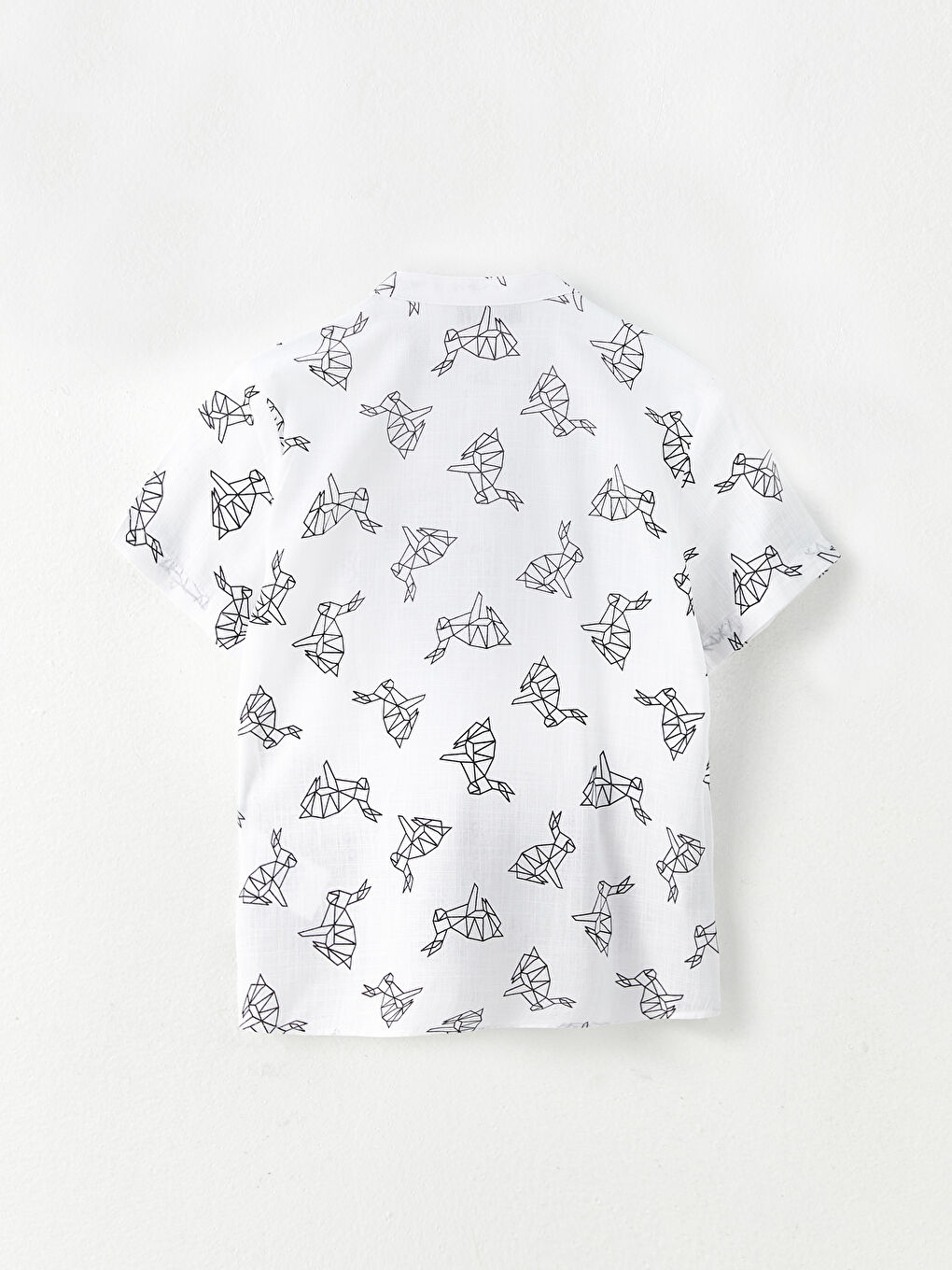 LCW Kids Grandad Collar Patterned Short Sleeve Poplin Boy's Shirt -W28450Z4-LU7